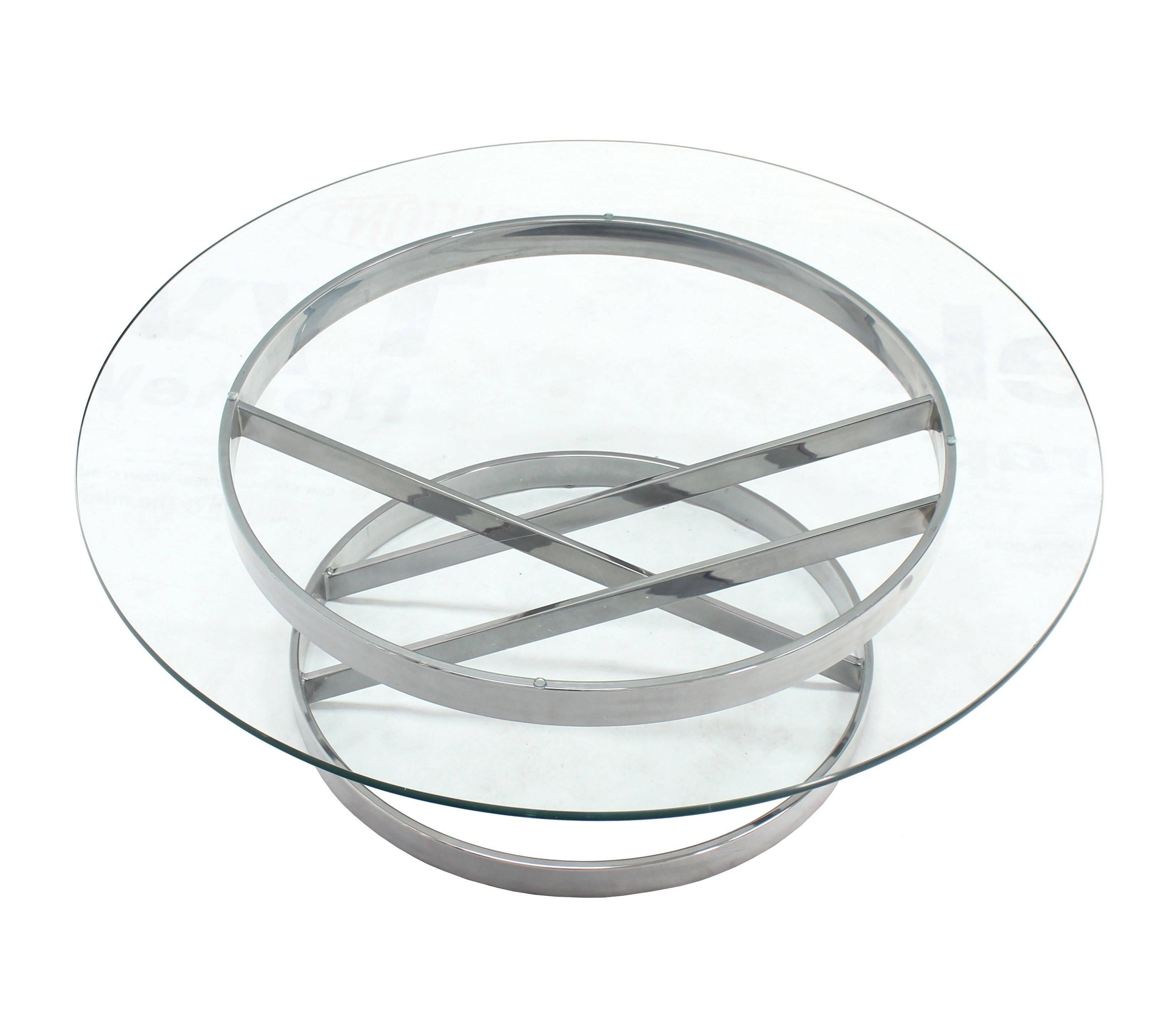 American Chrome Base Glass Top Mid-Century Modern Coffee Table