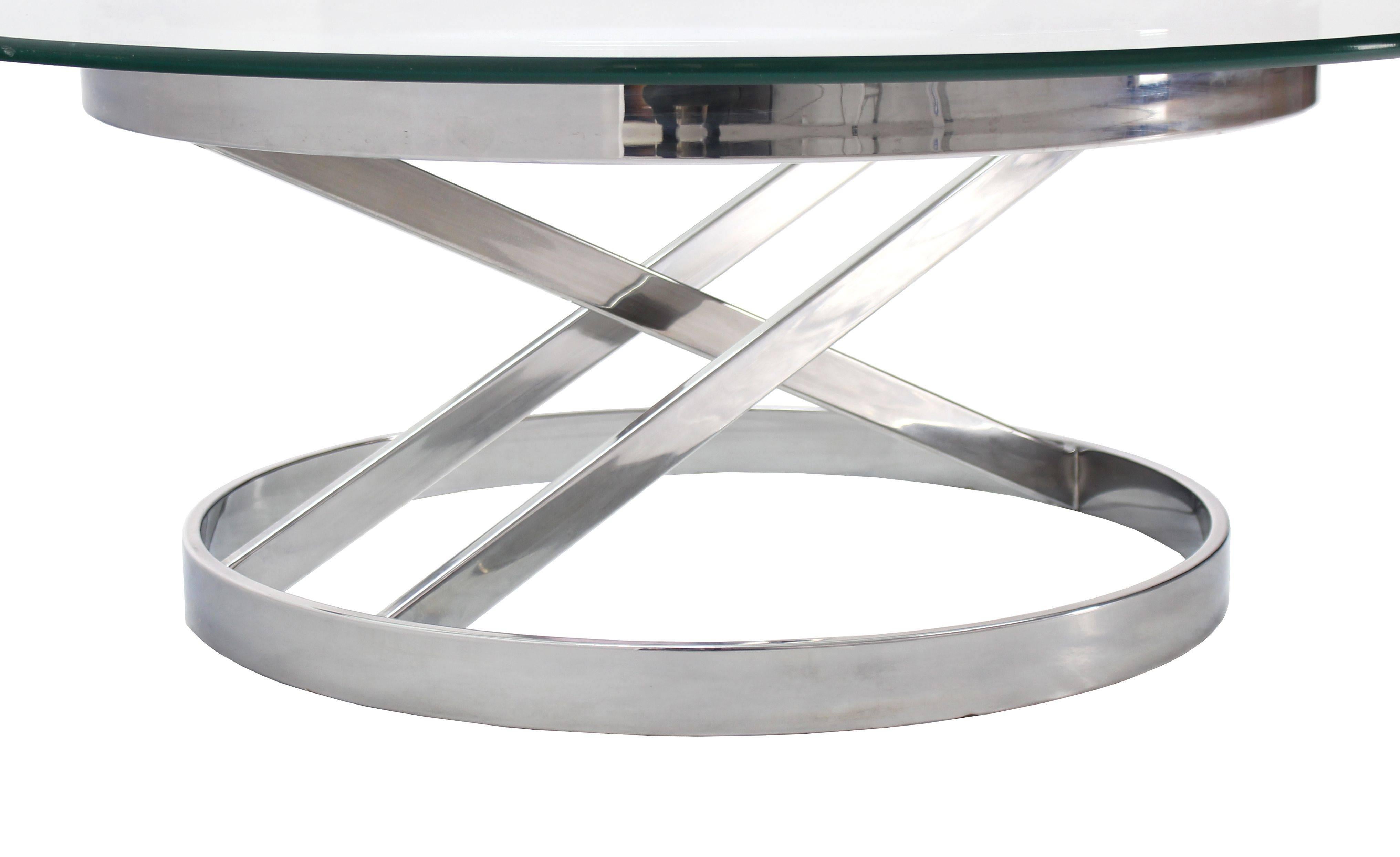 Chrome Base Glass Top Mid-Century Modern Coffee Table 1