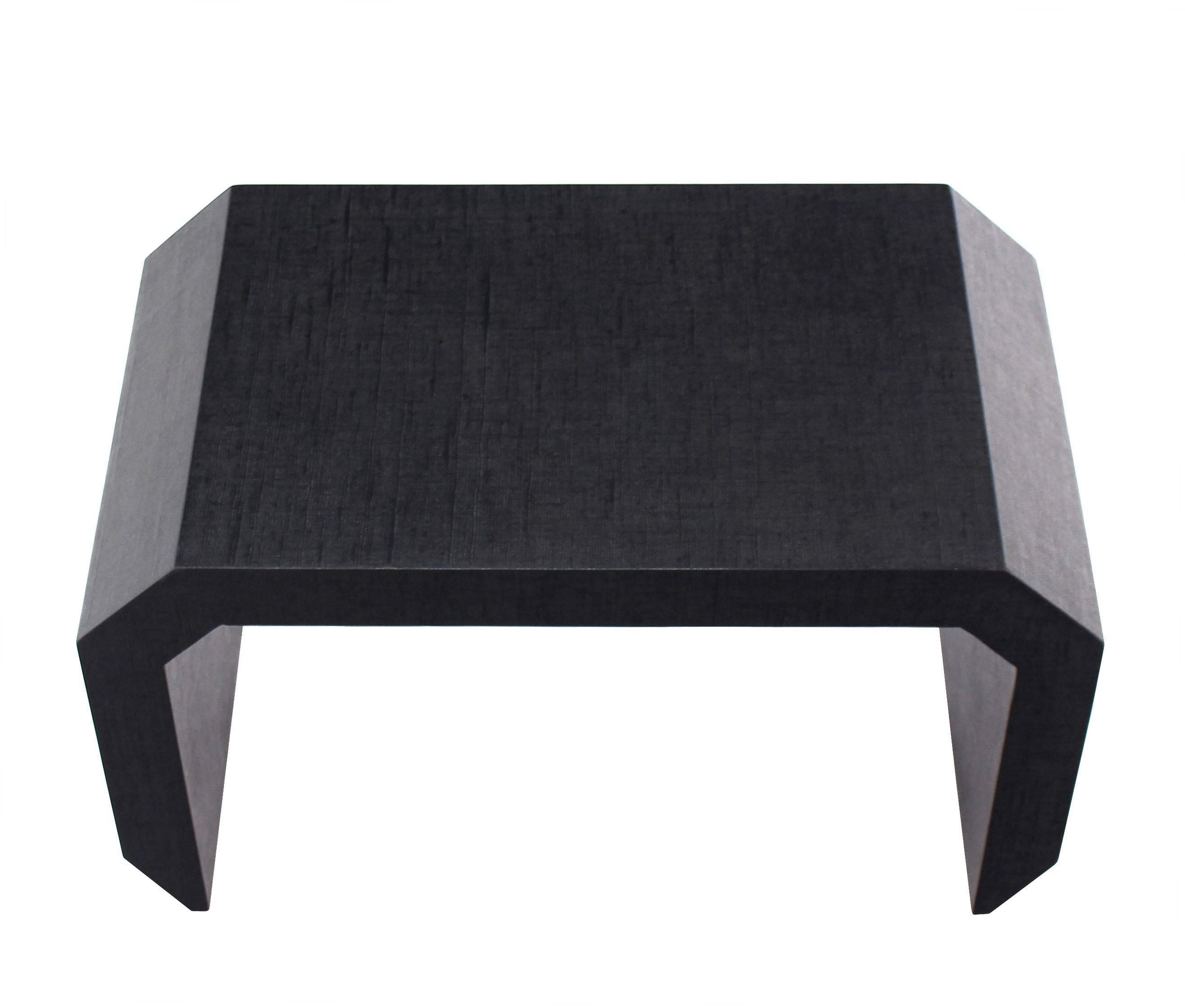 Mid-Century Modern Grass Cloth C Shape Coffee Table For Sale