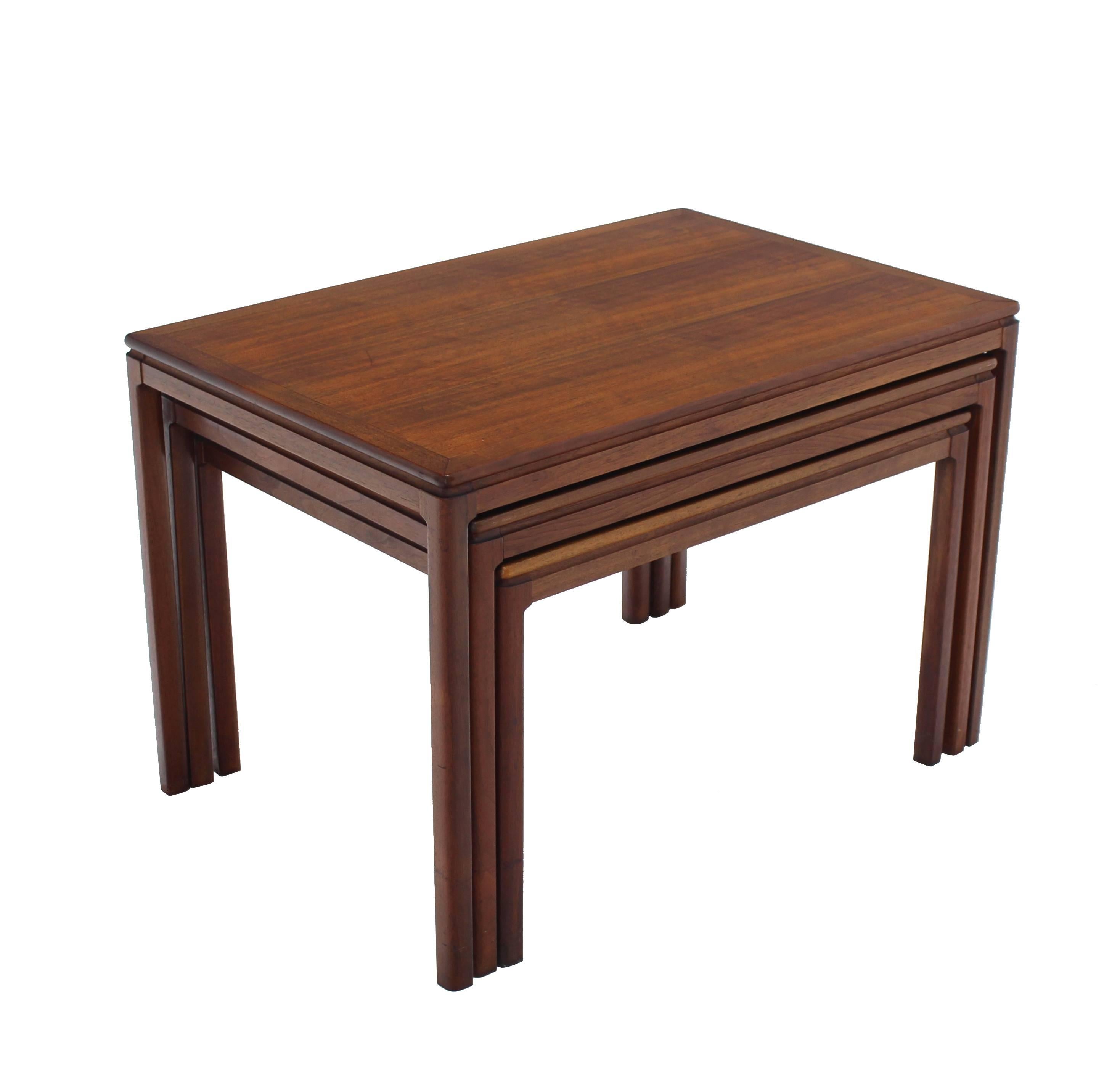 Set of three teak Mid-Century Danish modern nesting tables.