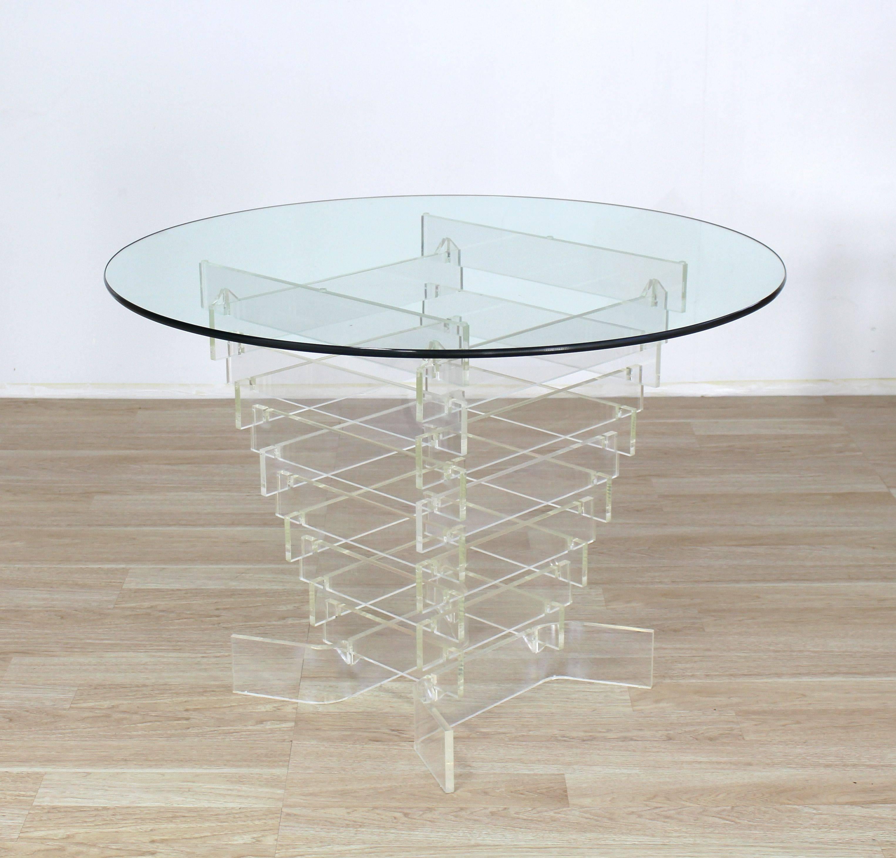 Very nice pyramid stacked Lucite base center or game table.