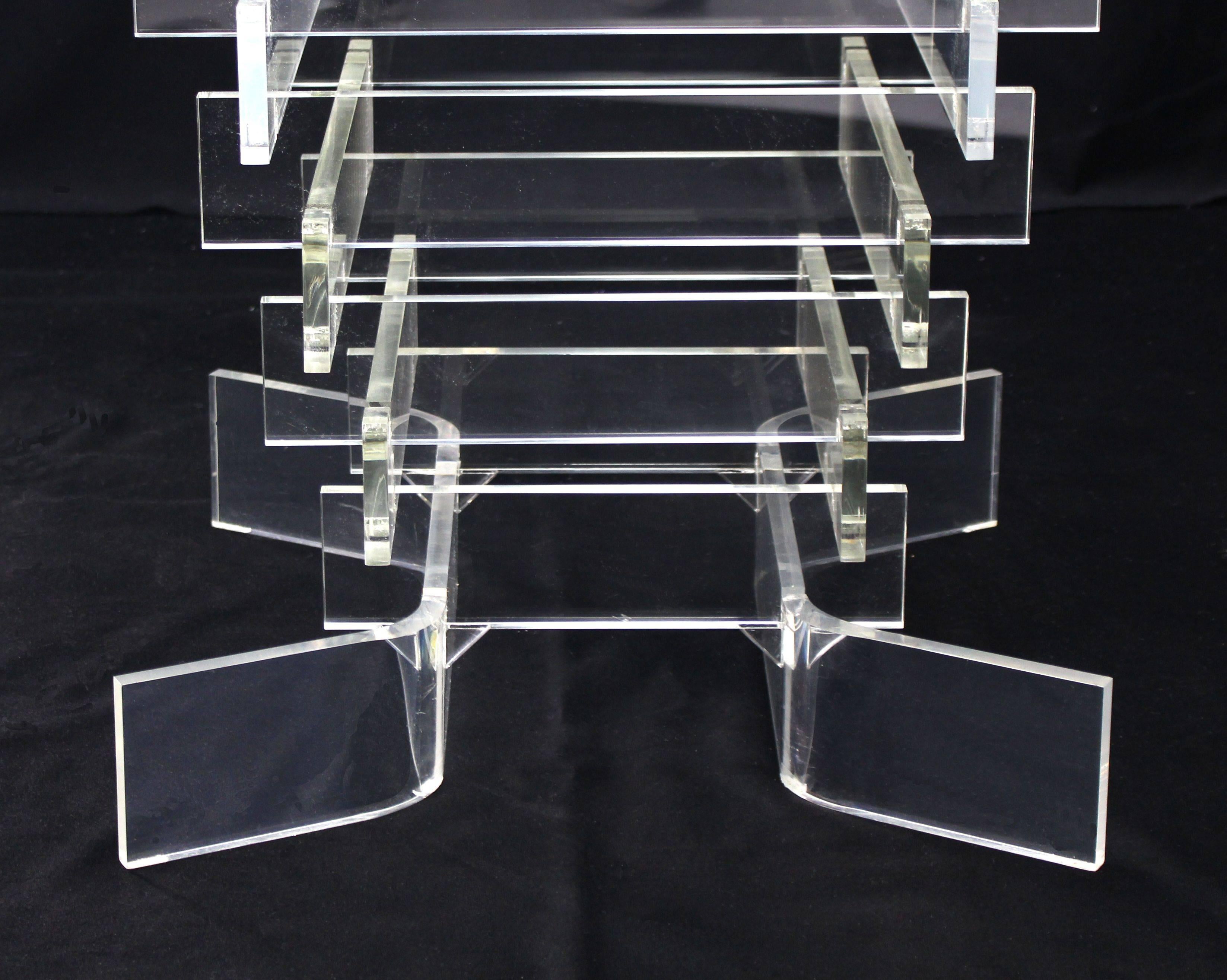 Stacked Lucite Base Round Gueridon Center Table For Sale 2