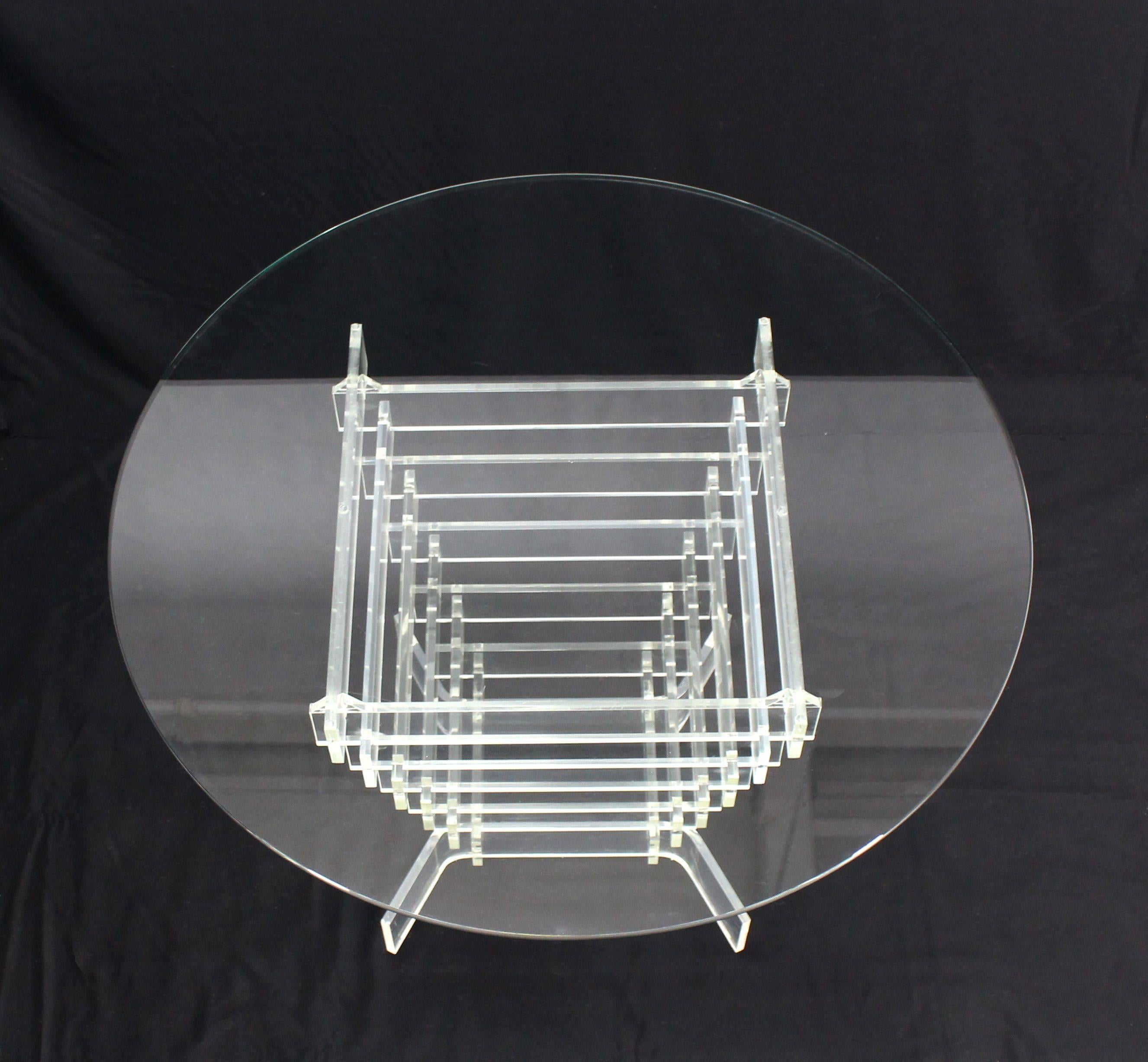 Stacked Lucite Base Round Gueridon Center Table For Sale 3