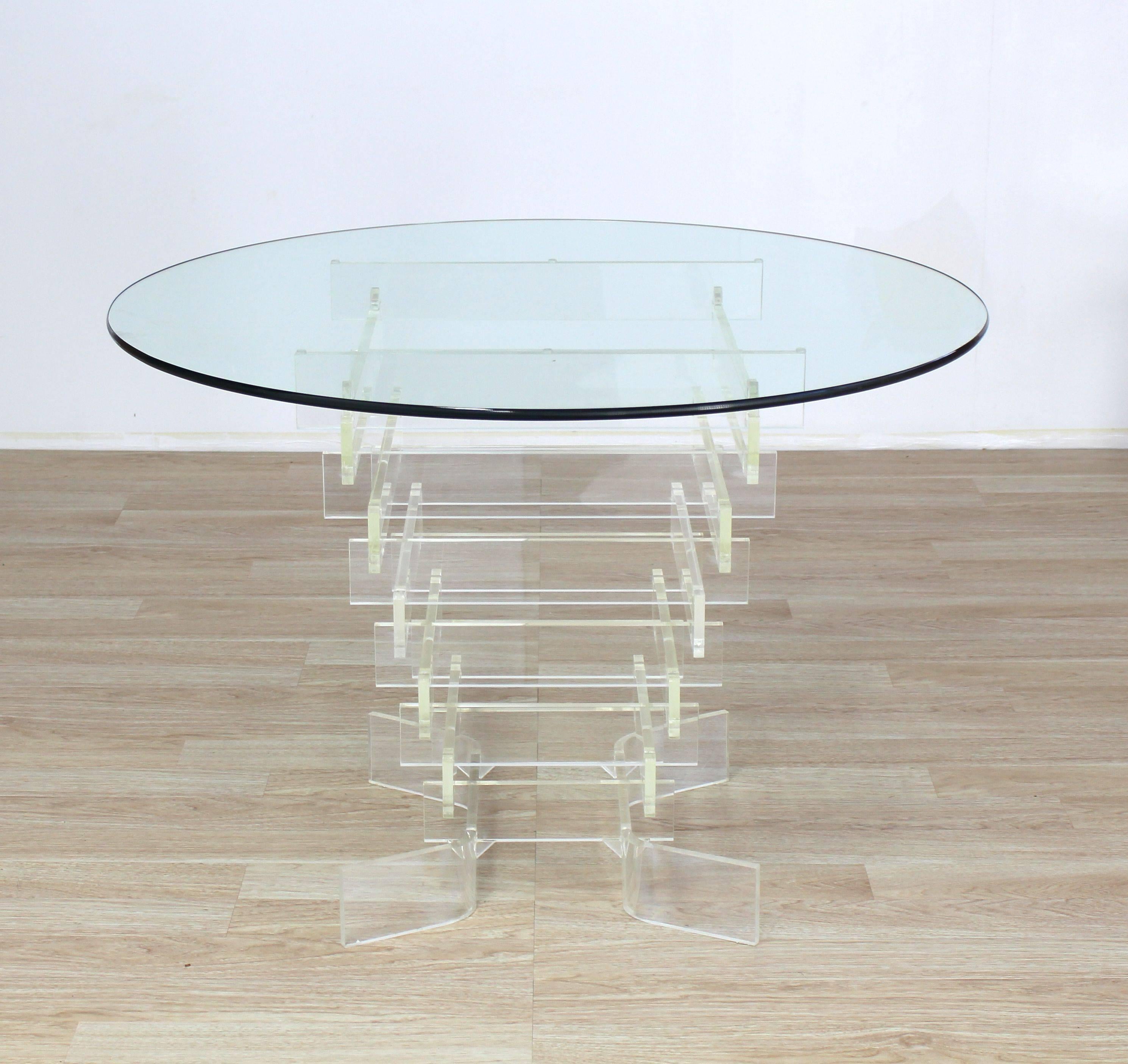 Stacked Lucite Base Round Gueridon Center Table For Sale 4