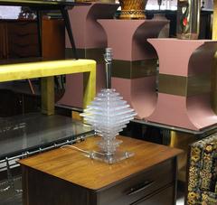 Large Pyramid Stacked Lucite Table Lamp