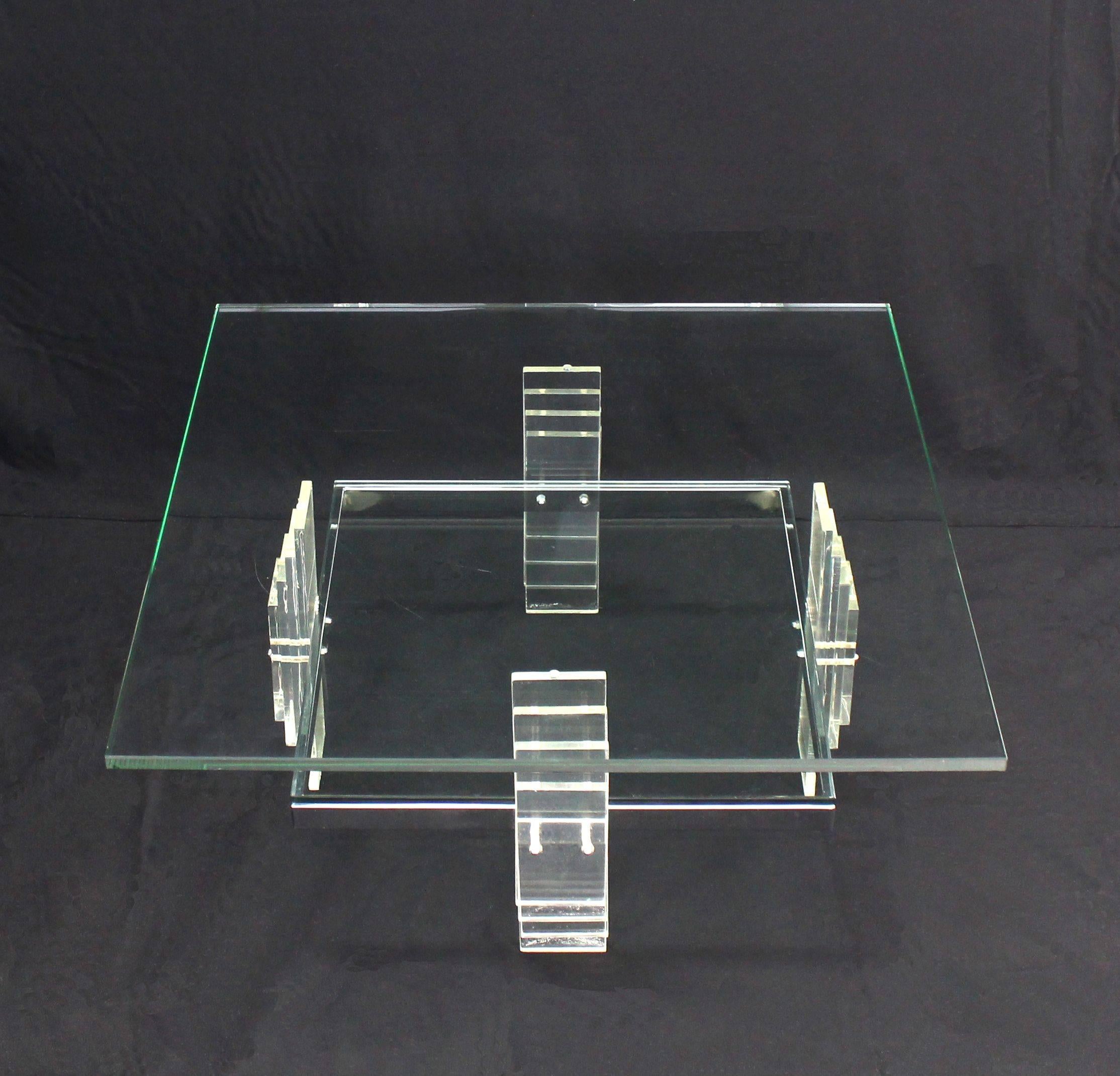 lucite and glass coffee table