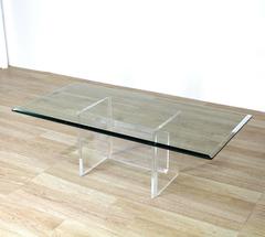 Lucite Base Glass Top Rectangular Coffee Table