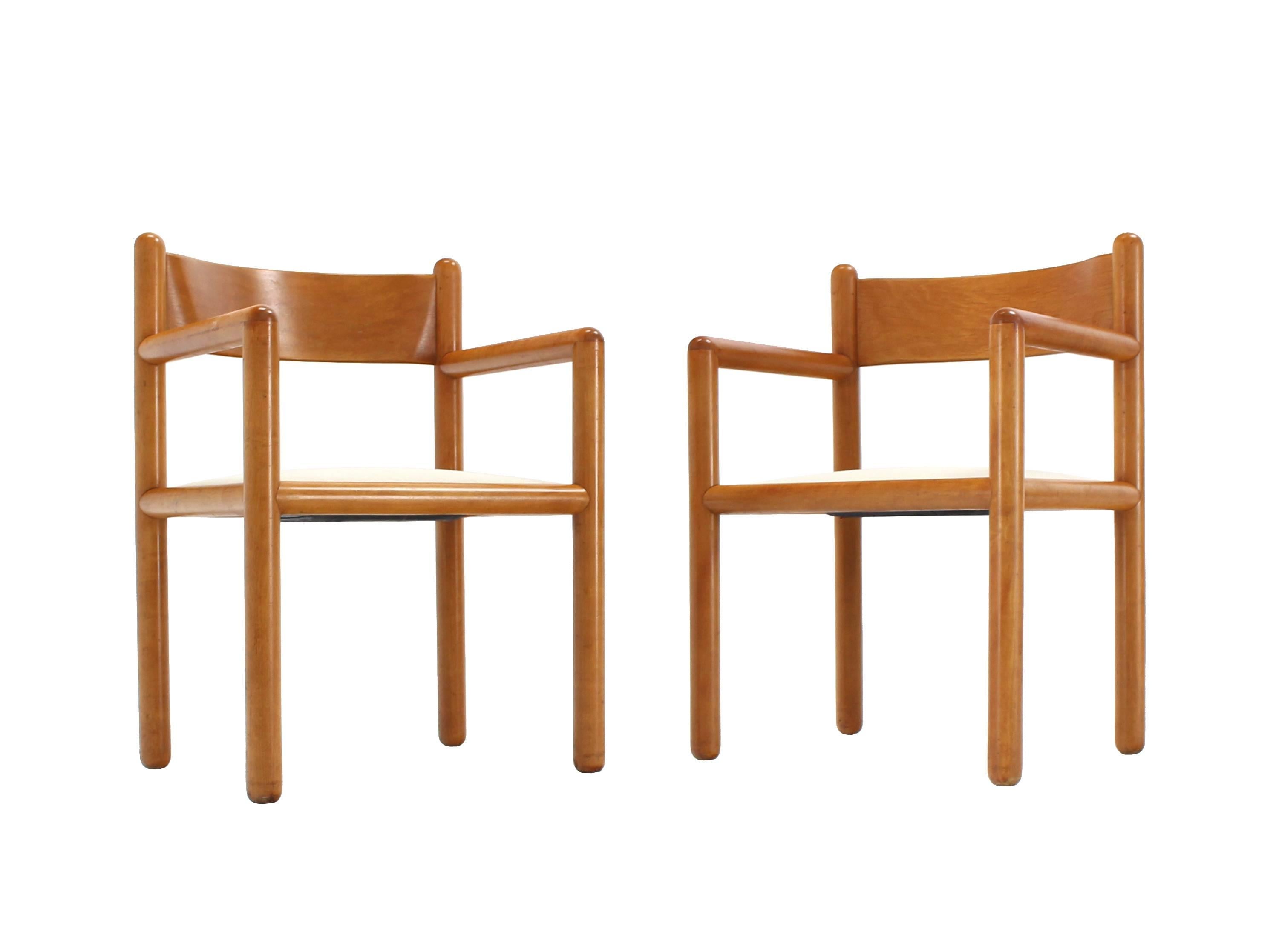 Birch Set of Six Mid Century Modern Chairs with Sculpted Plywood Back For Sale