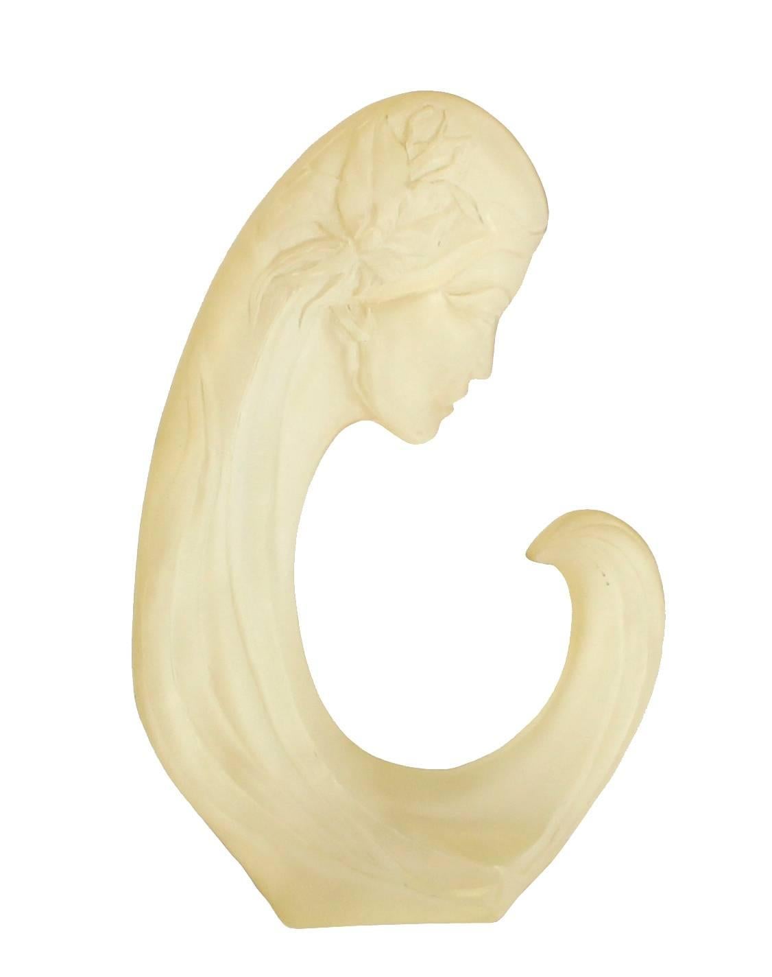 Carved Lucite Sculture of a Woman Face For Sale 2