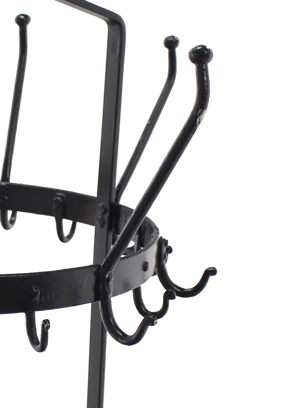 Mid-Century Modern Wrought Iron Coat Rack Umbrella Stand For Sale