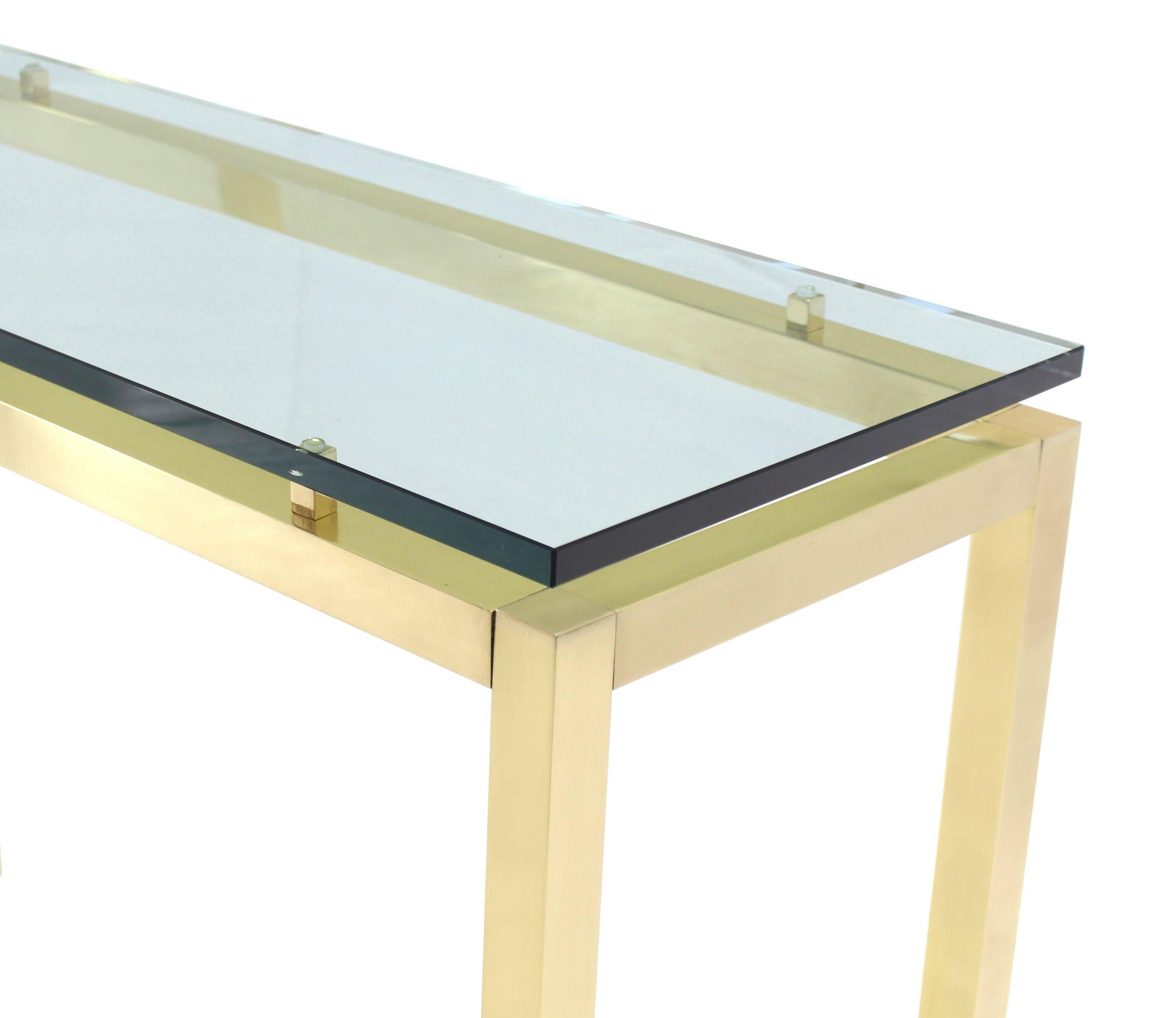 20th Century Brass and Glass Console Table For Sale
