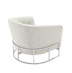 Fauteuil de salon à dossier tonneau en tissu d'ameublement neuf de Milo Baughman