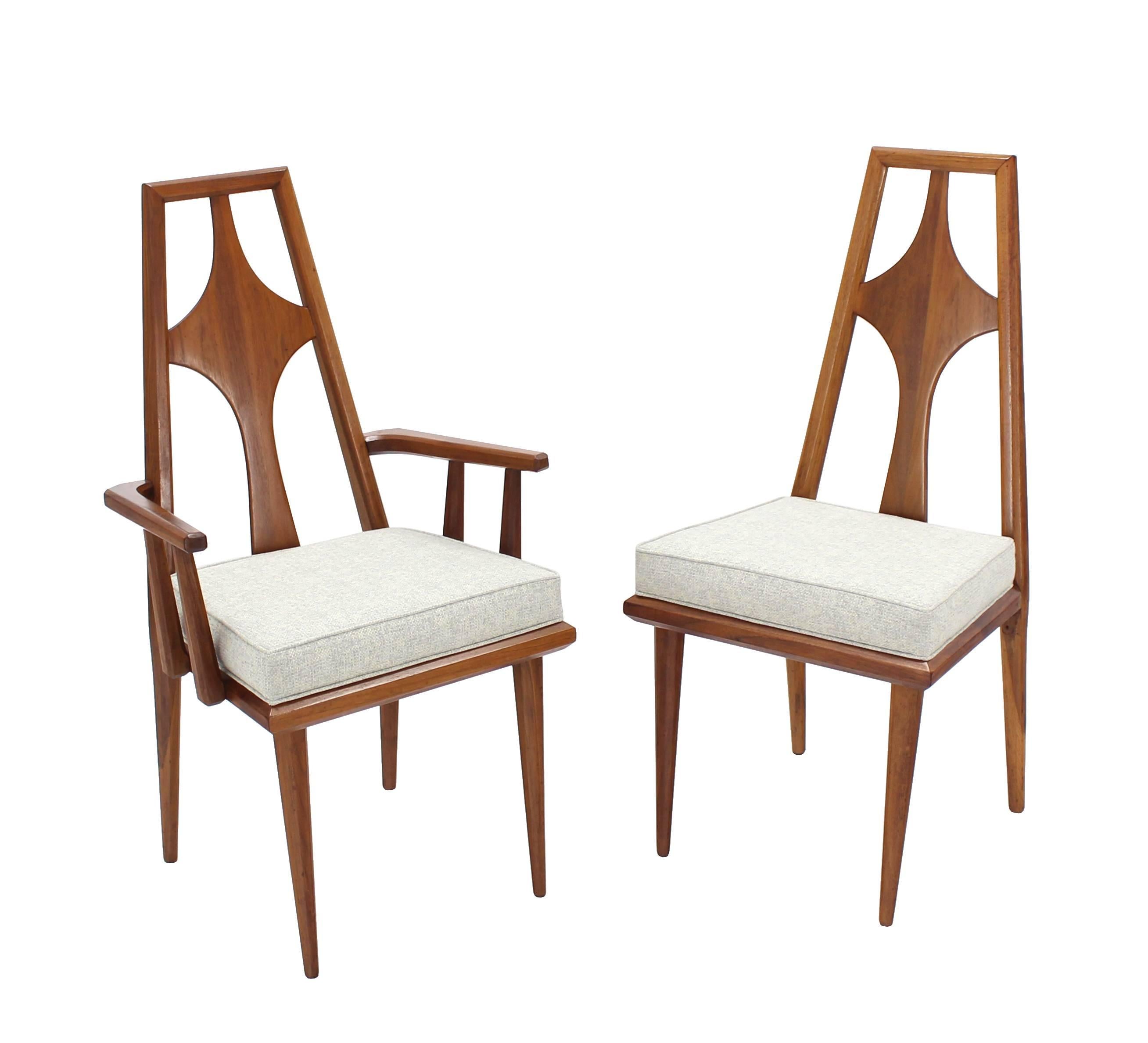 New upholstery Mid Century Swedish modern set of six dining room chairs by Edmund Spence.