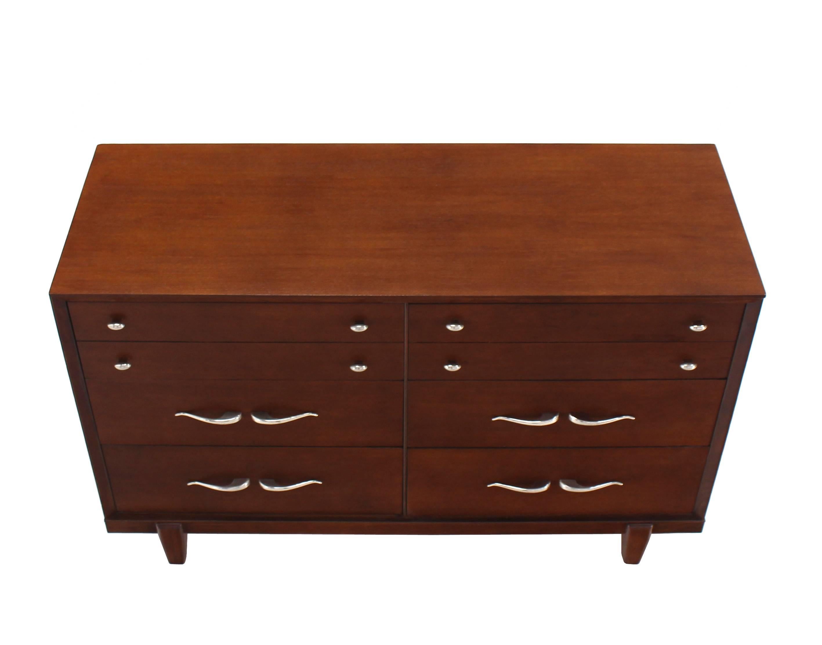American Mid Century Modern Dresser Double Oak Refinished Restored MINT For Sale