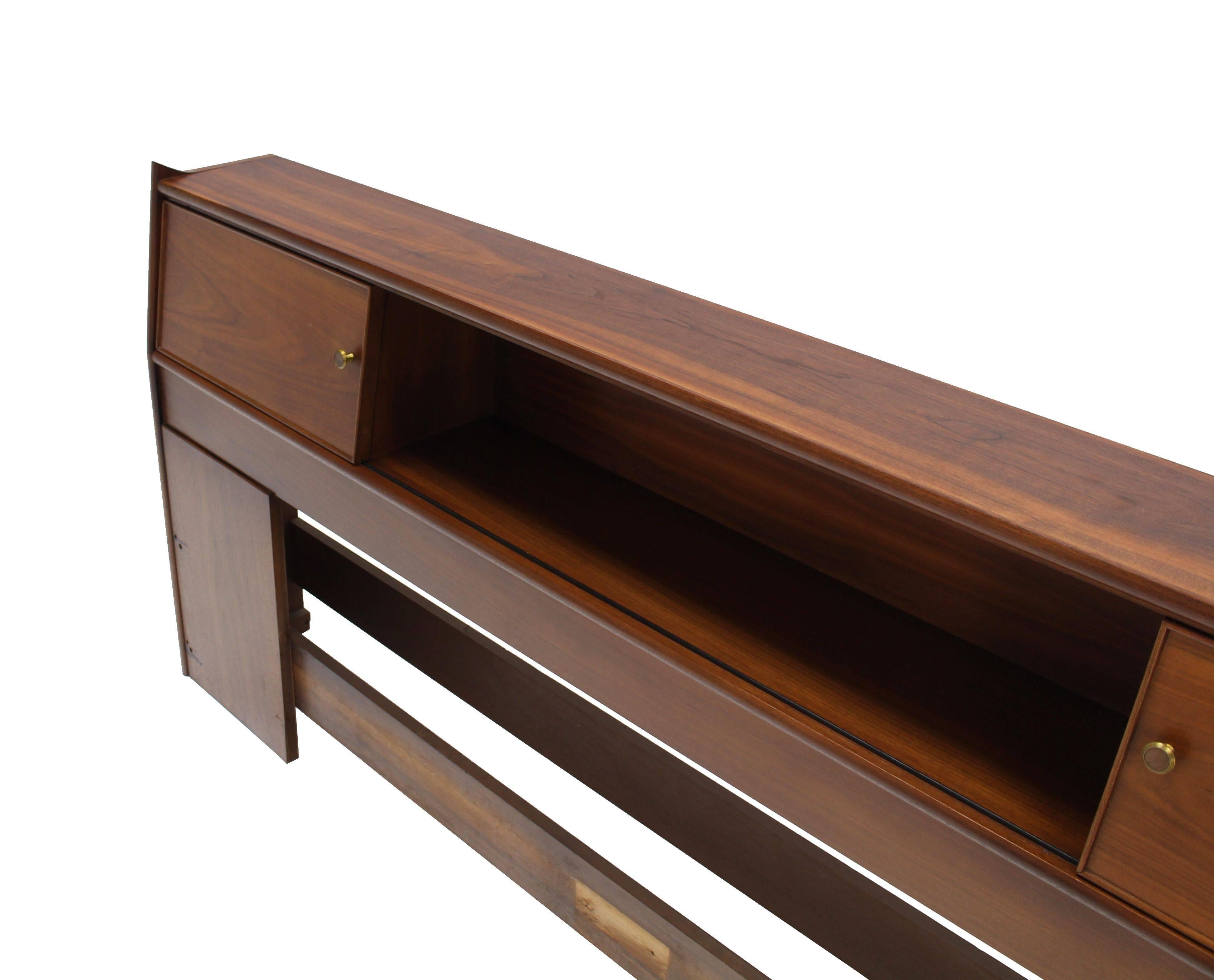 20th Century Mid-Century Modern Walnut King Headboard with Storage Compartment