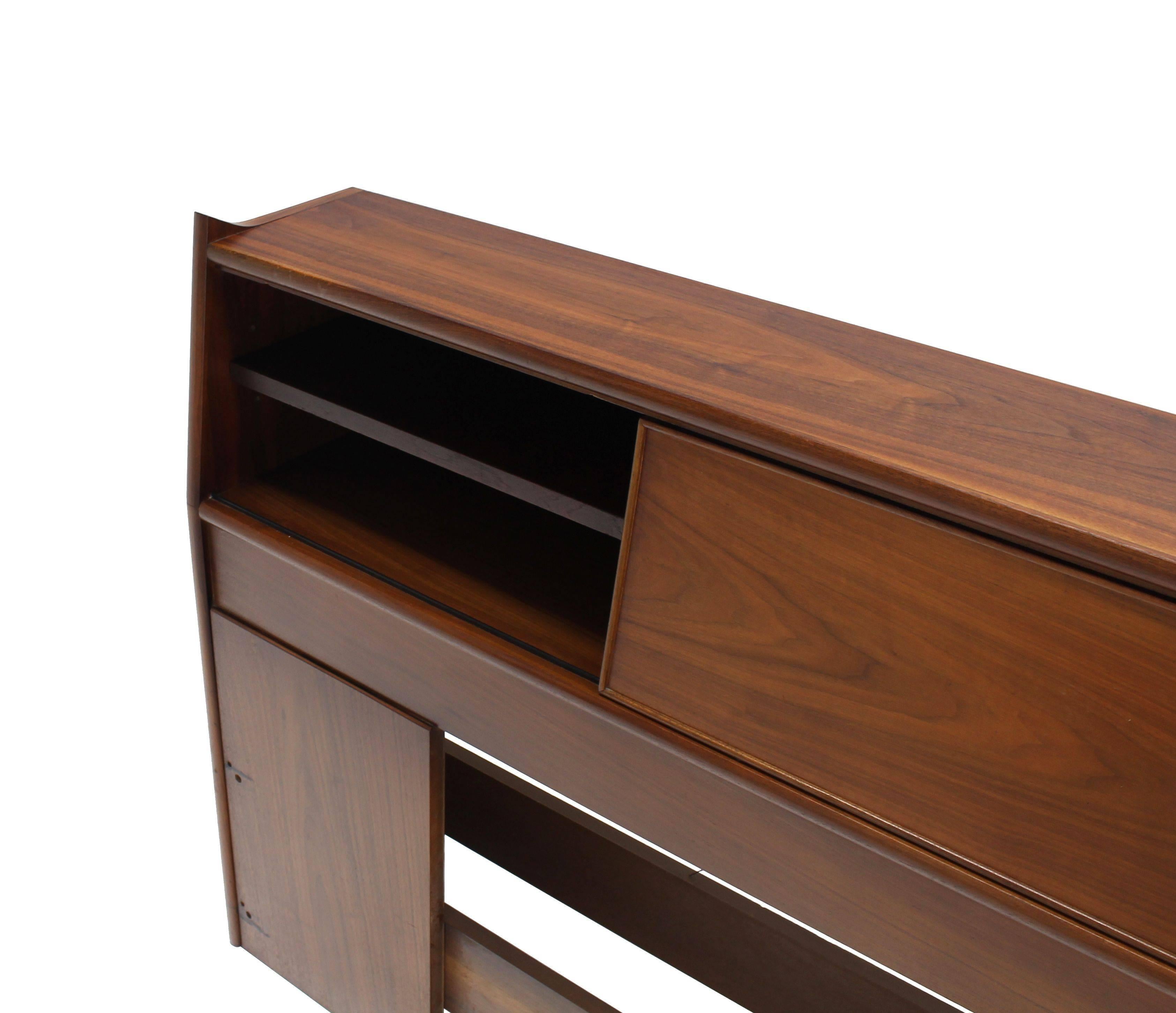 Mid-Century Modern Walnut King Headboard with Storage Compartment 2