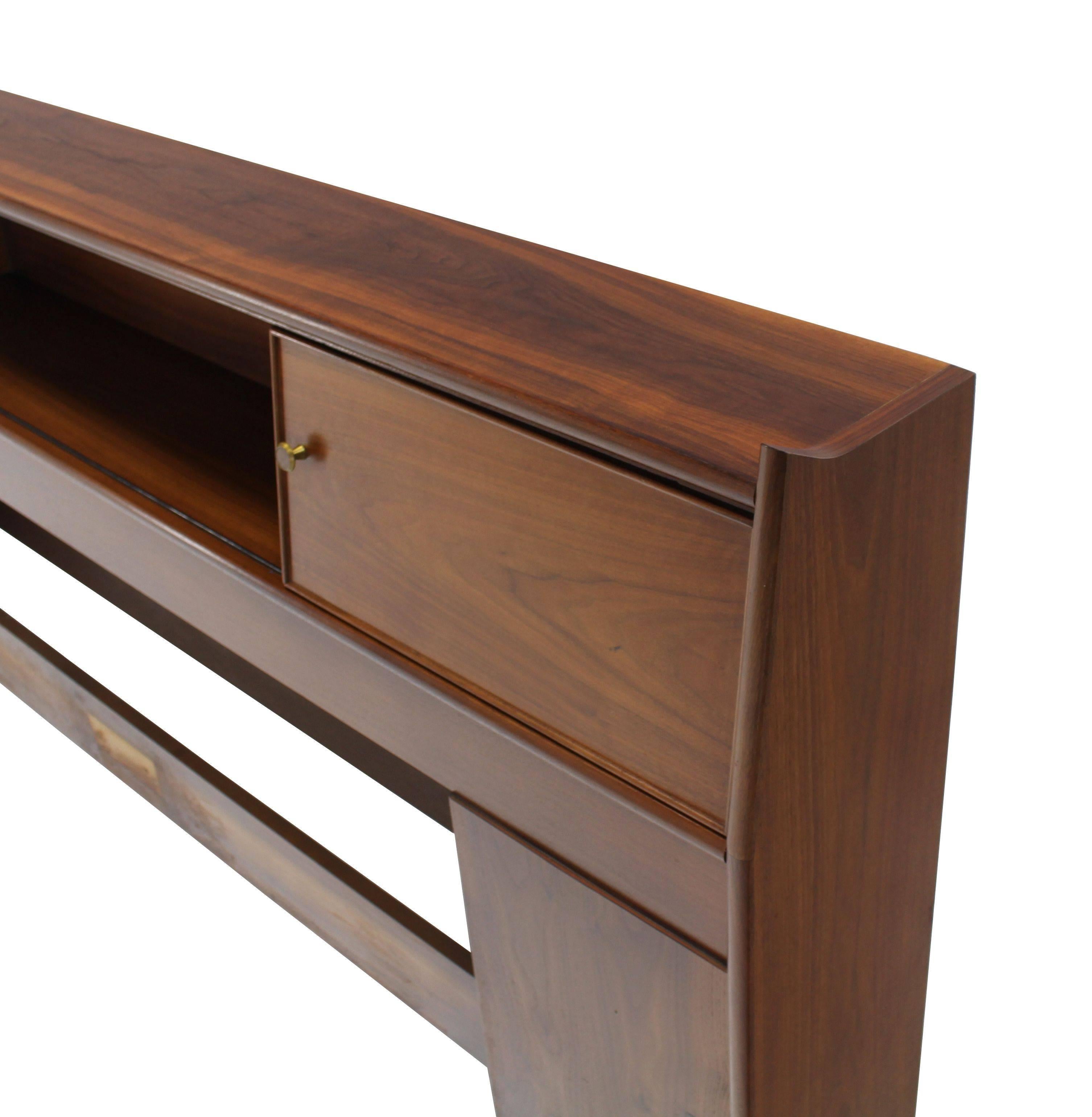 Mid-Century Modern Walnut King Headboard with Storage Compartment 3