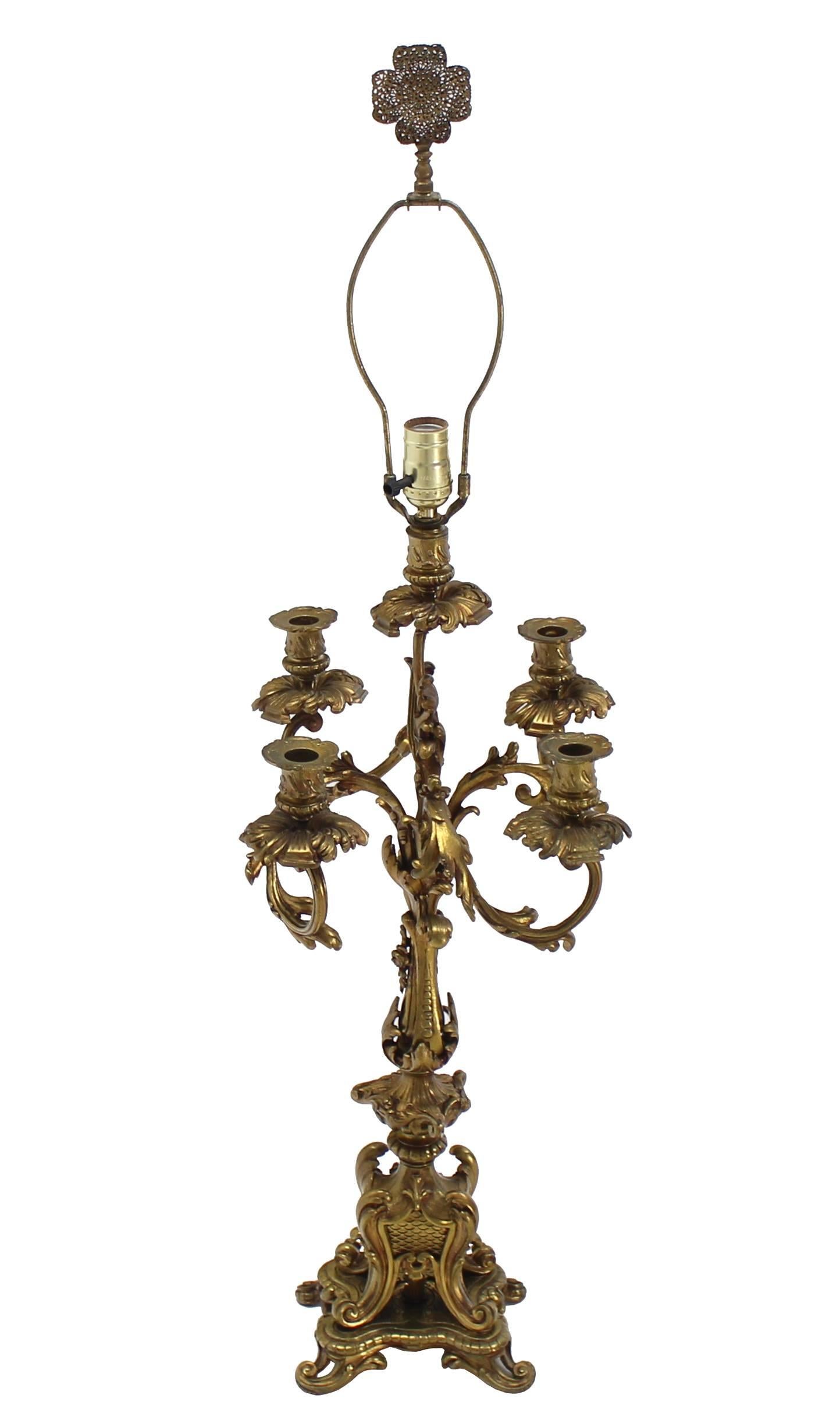 Very nice Rococo style candelabra table lamp.