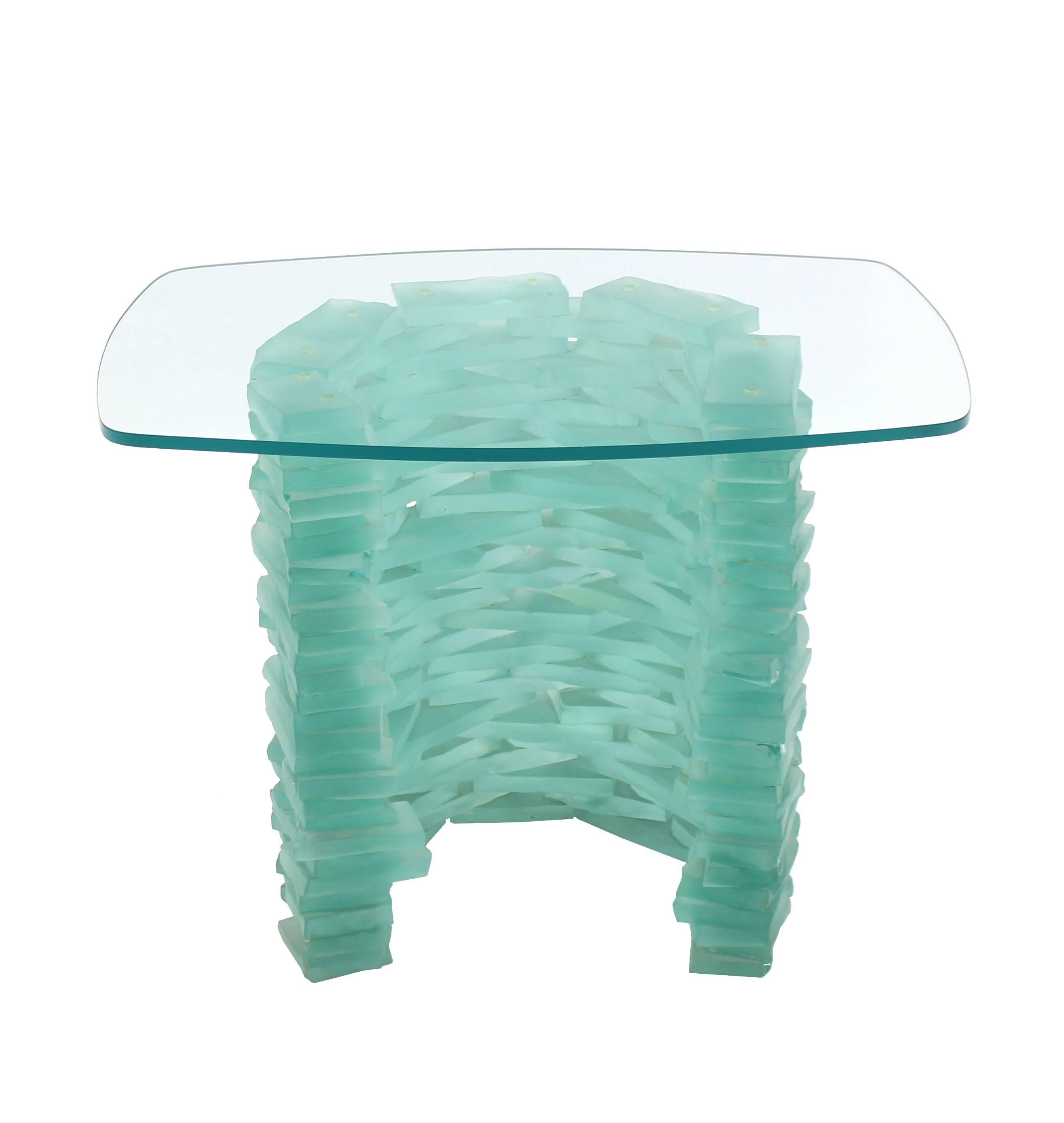 stacked glass table