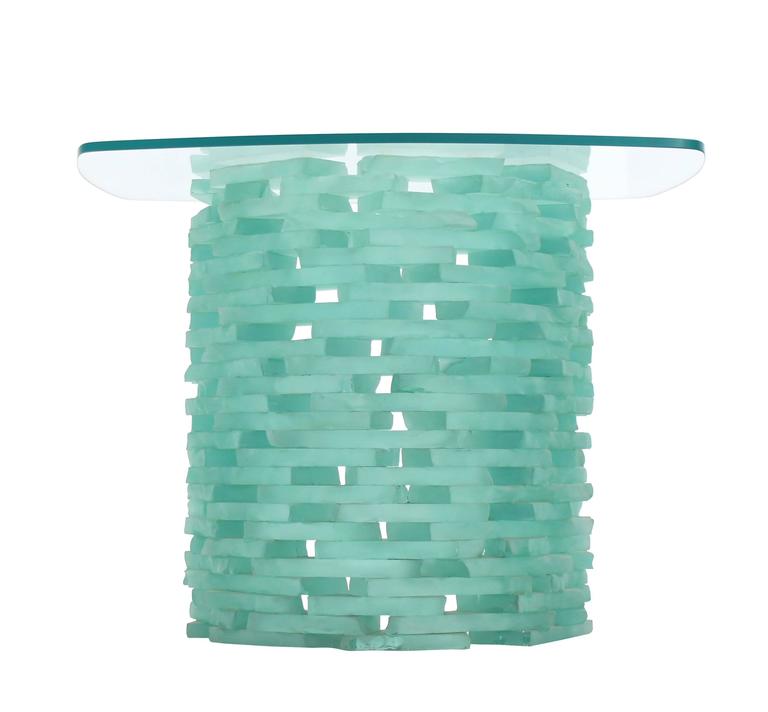 Stacked Glass "Ice Block" Base Side Table For Sale at 1stDibs stacked