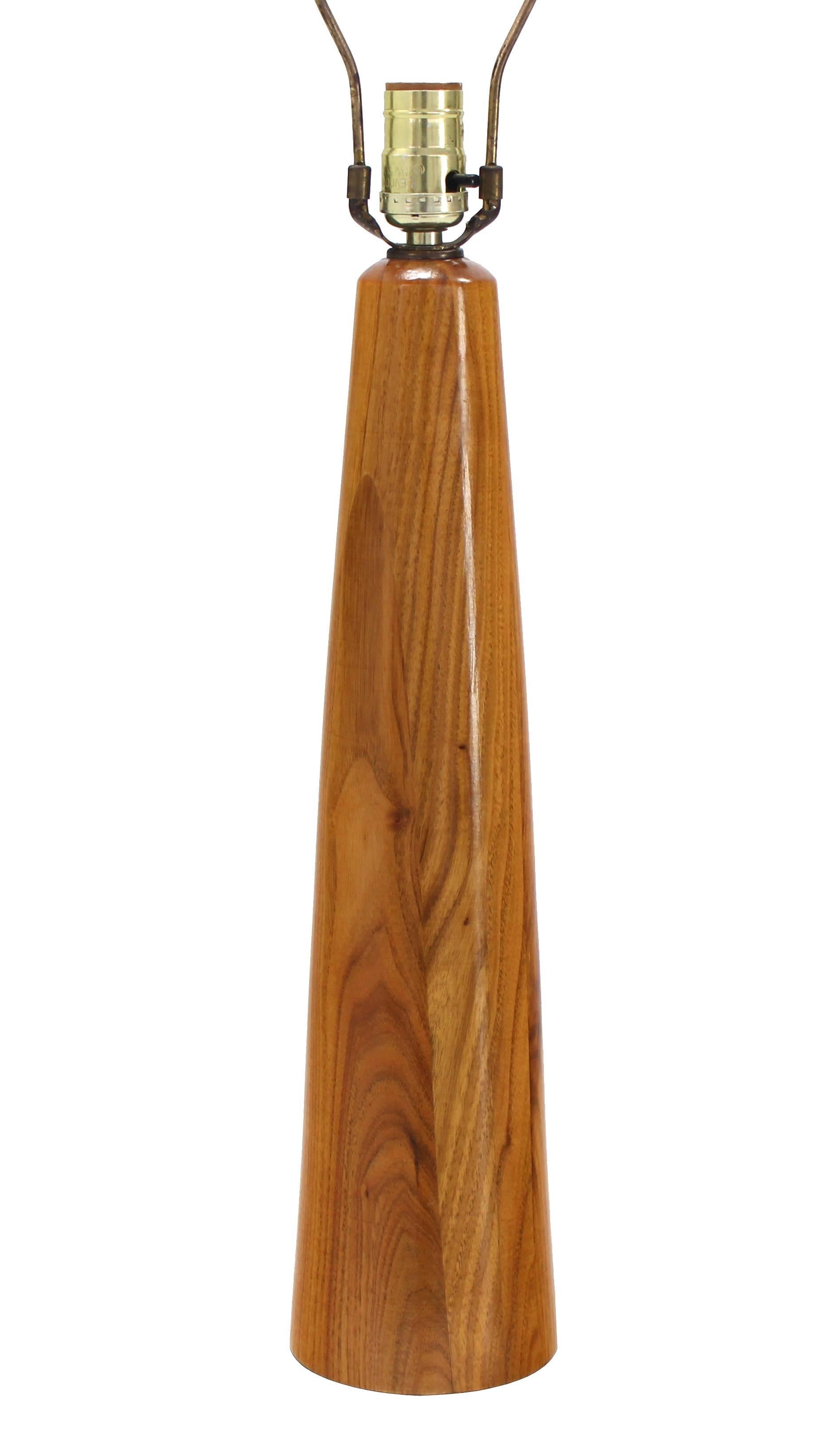 American Tall Teak Cone Shape Table Lamp