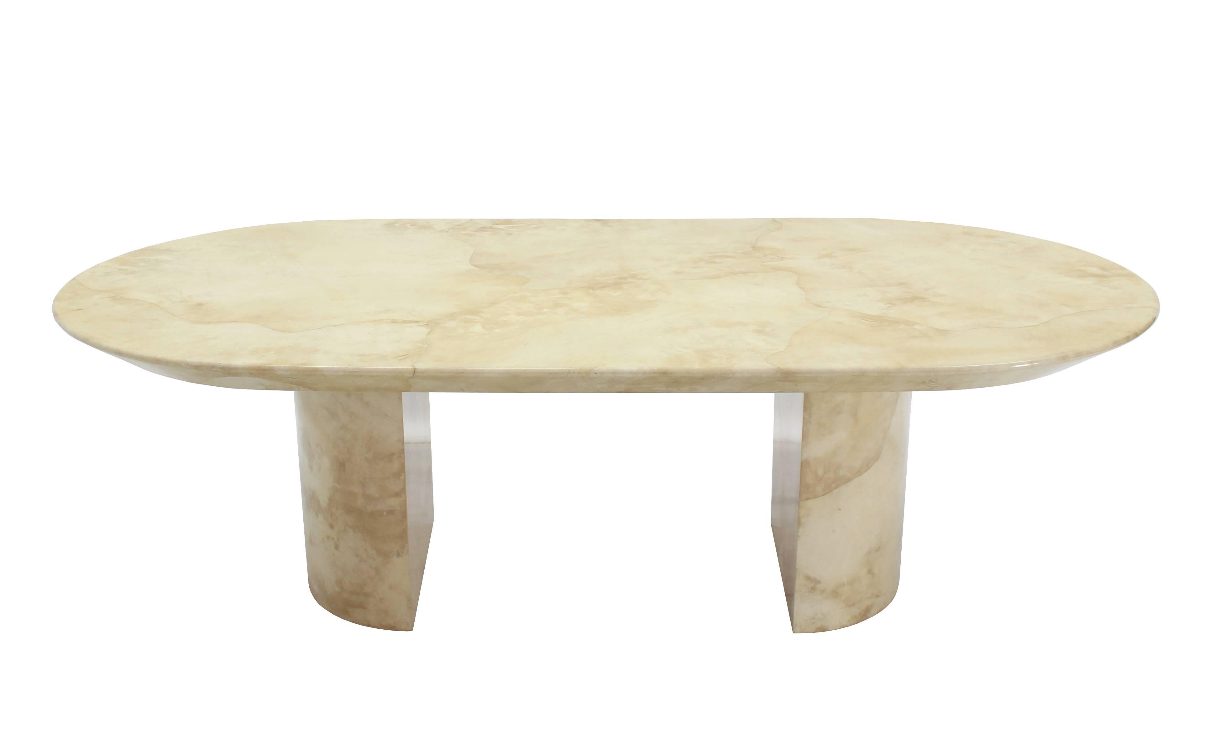 Very nice Mid-Century Modern Karl Springer oval parchment table.