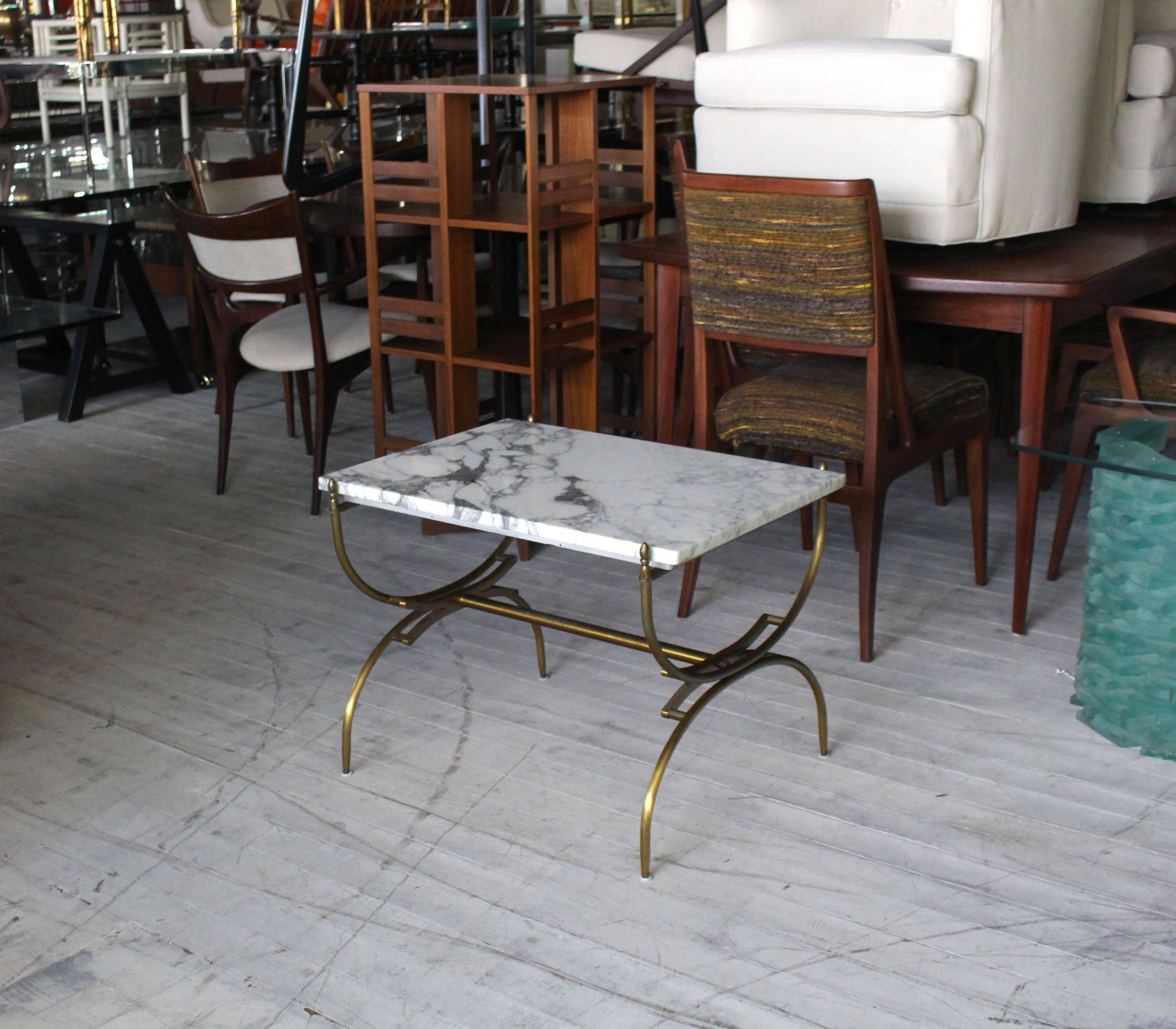 Very nice Mid-Century Modern solid brass base side or end table.