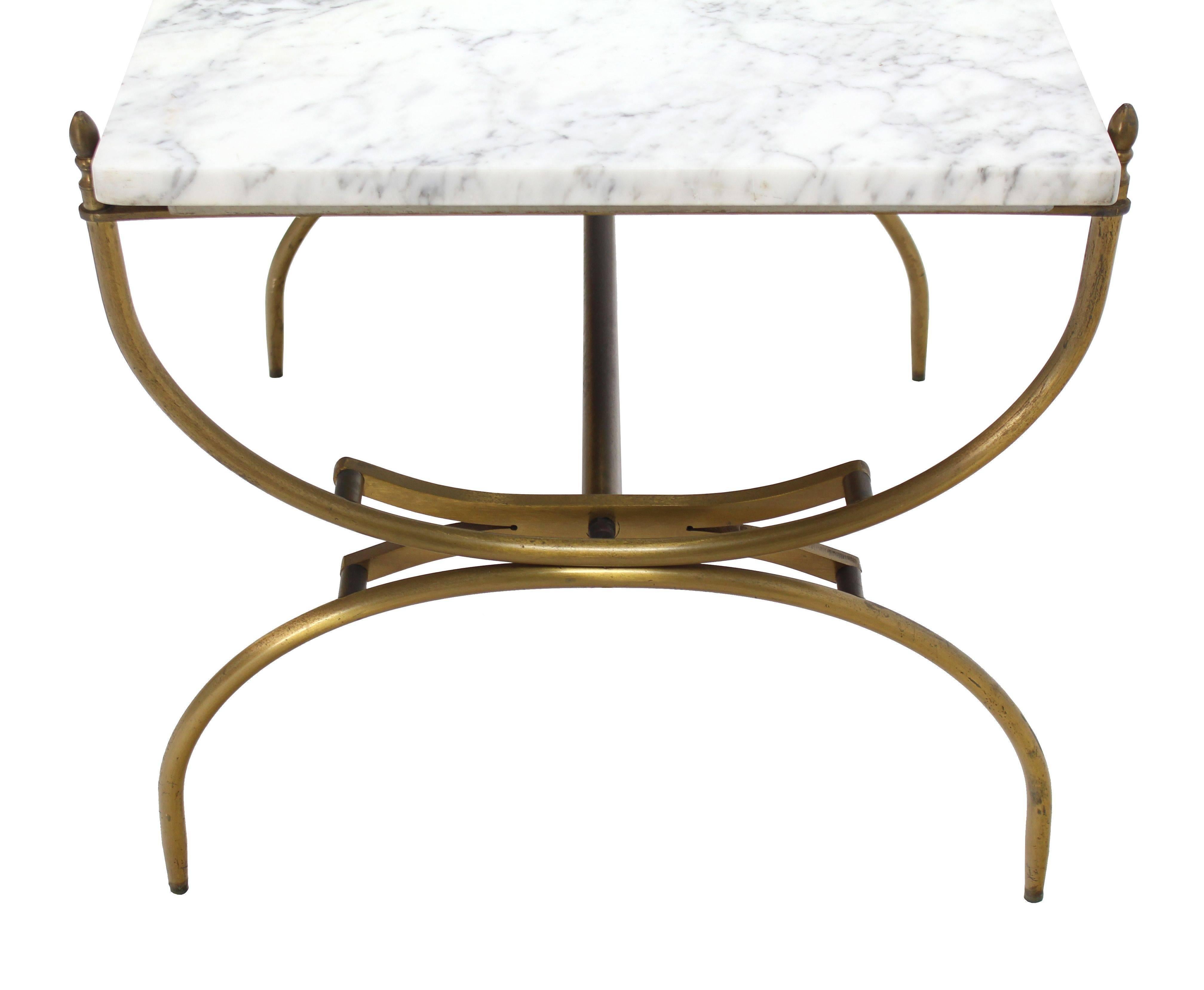 Solid Brass Marble Top Arch Shape Legs Side Table In Excellent Condition For Sale In Rockaway, NJ
