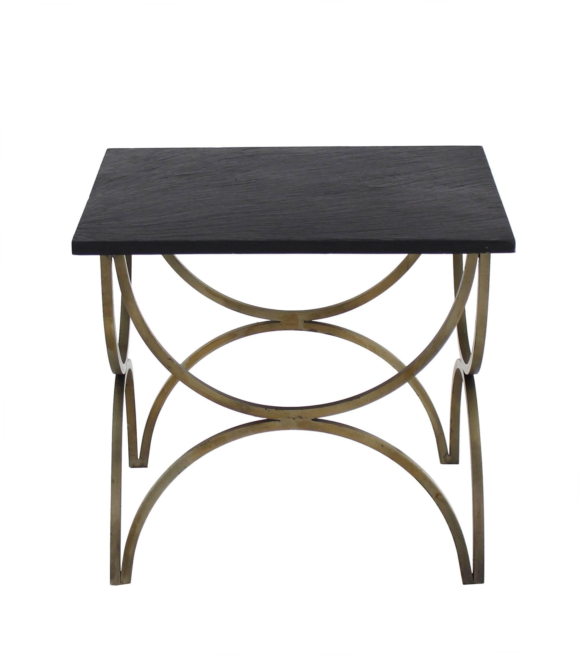 Mid-Century Modern Table d'appoint carrée décorative en ardoise avec plateau en ardoise en vente