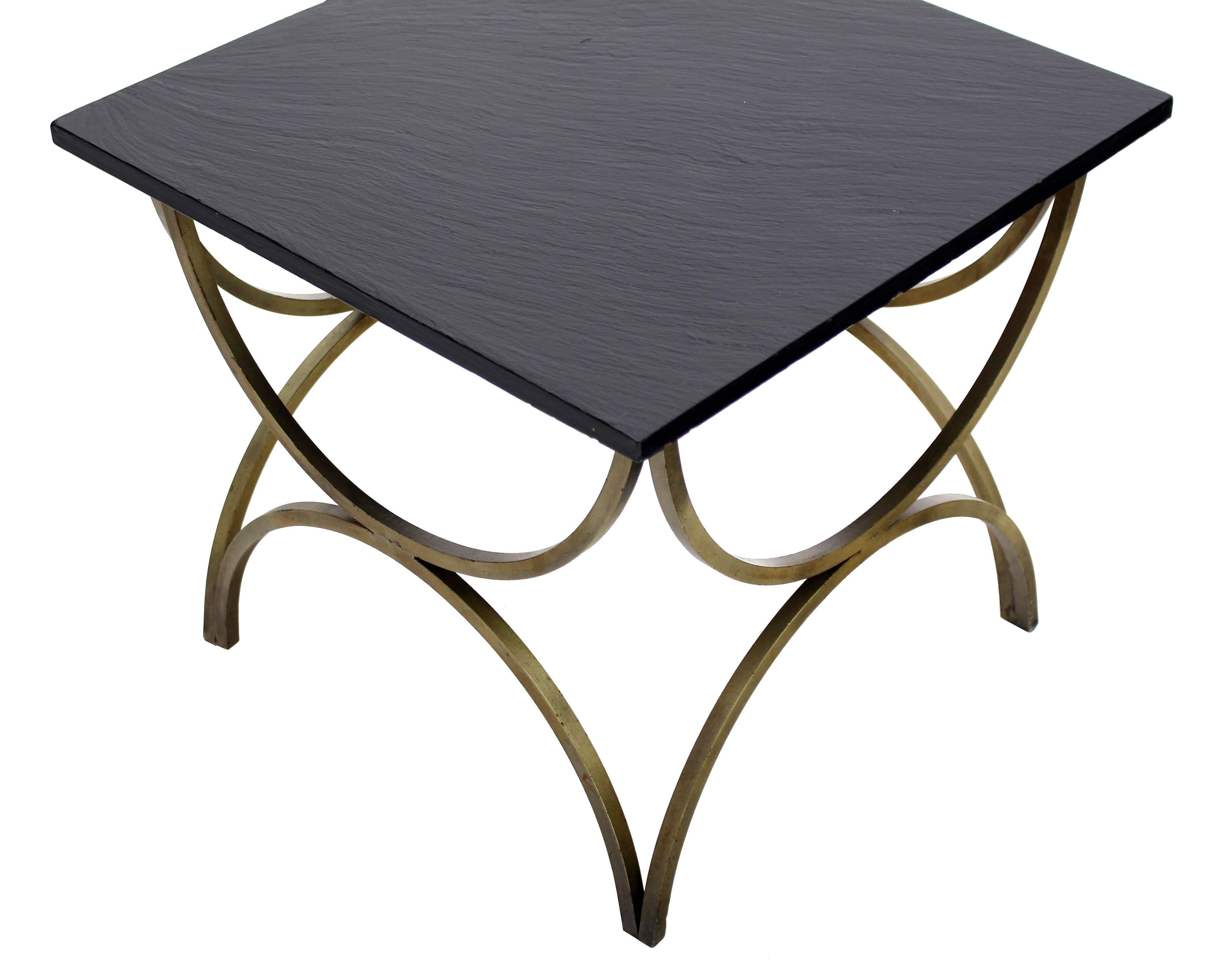 Américain Table d'appoint carrée décorative en ardoise avec plateau en ardoise en vente