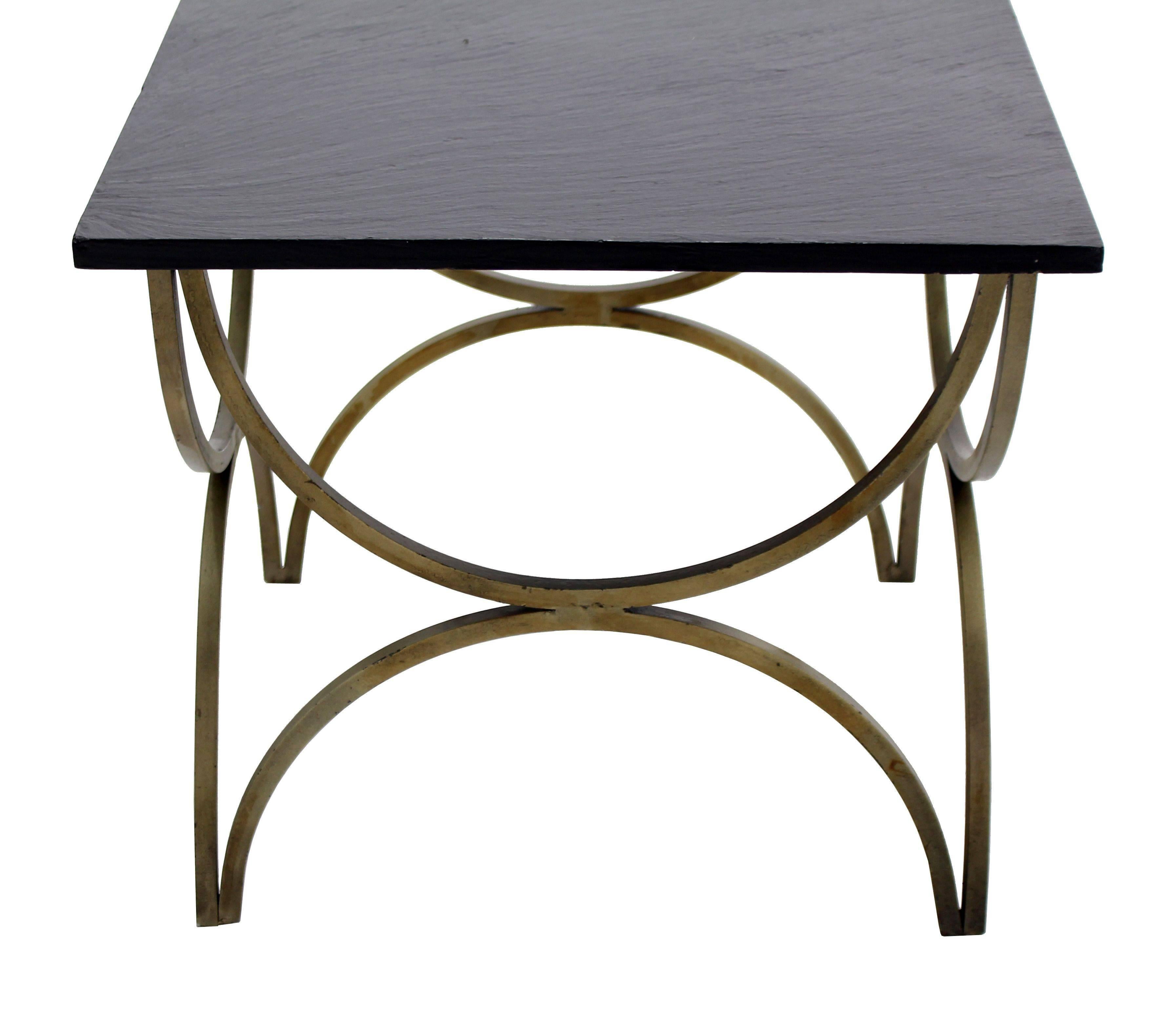 American Decorative Slate Top Square Occasional Side Table For Sale