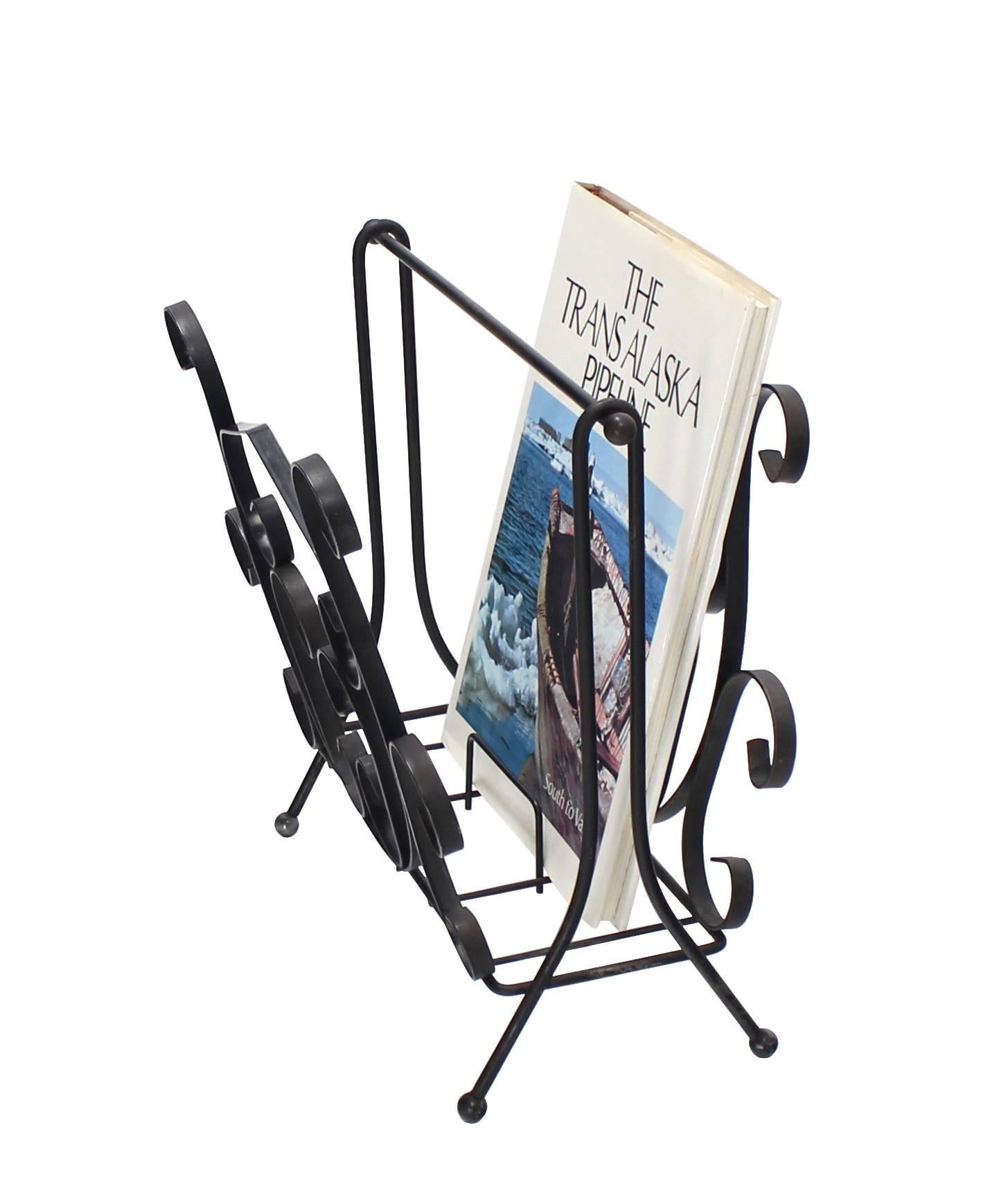 Nice Mid-Century Modern wrought iron magazine rack.