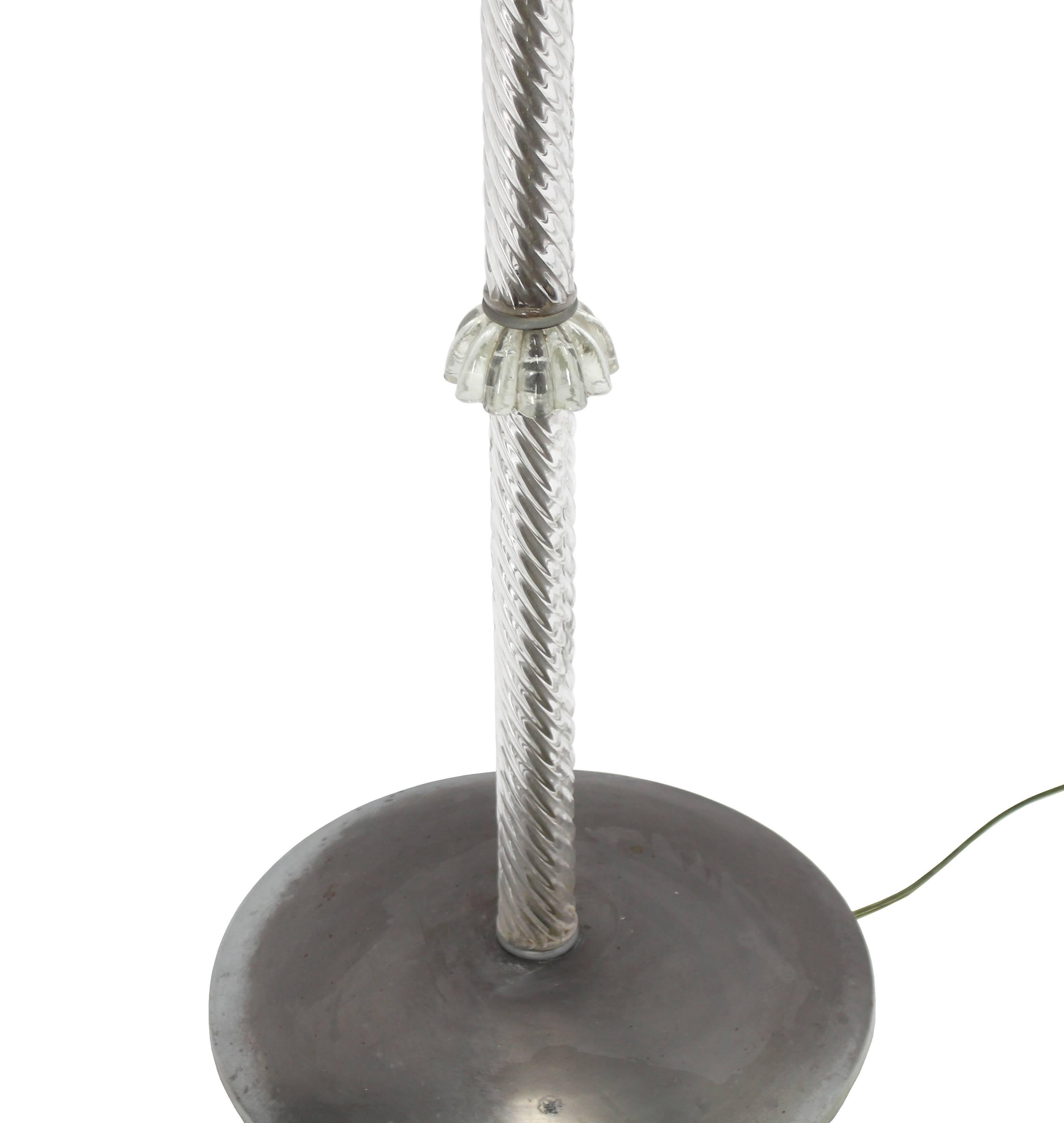 Mid-Century Modern Twisted Spaghetti Shape Glass Pole Floor Lamp For Sale