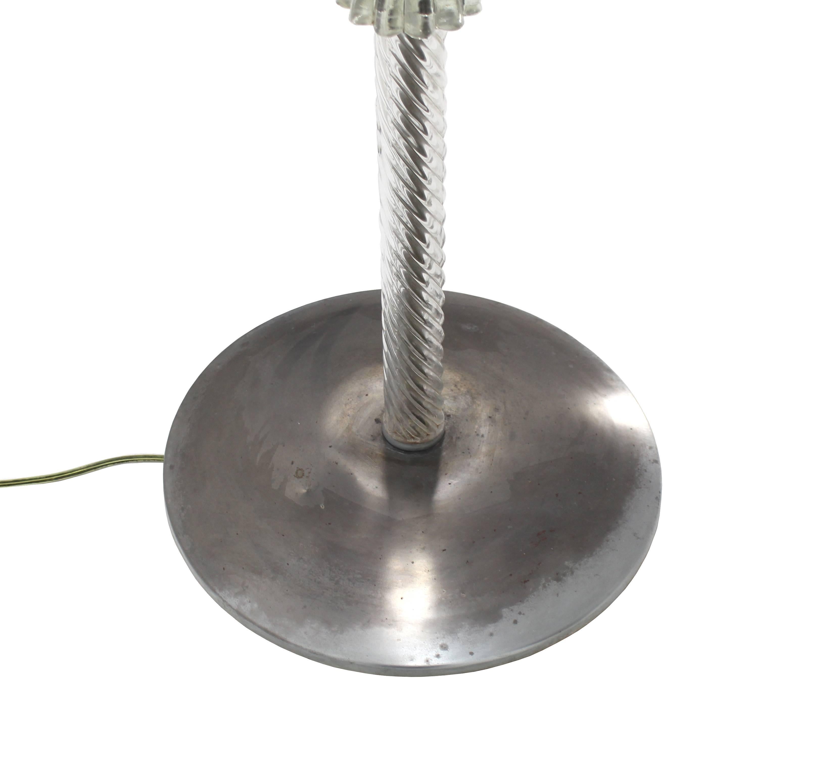 20th Century Twisted Spaghetti Shape Glass Pole Floor Lamp For Sale