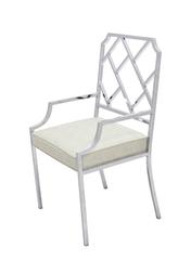 New Upholstery Pair of Chrome Wide Ladder Back Chrome Chairs