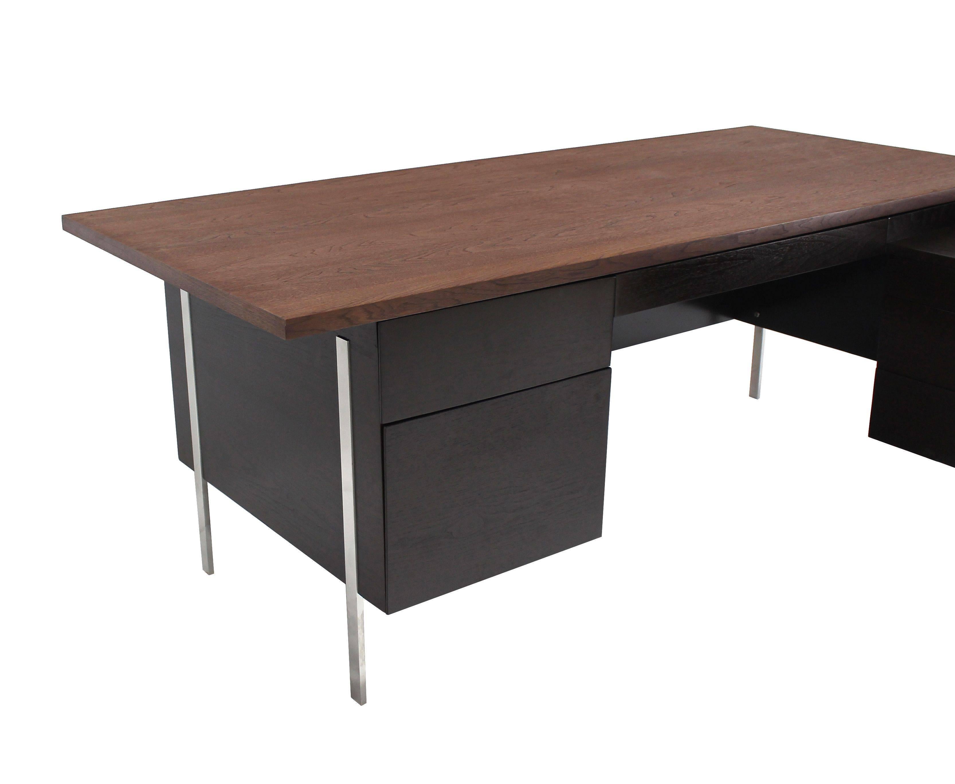 Mid-Century Modern Large L Shape Walnut Desk with Return by Harvey Probber For Sale
