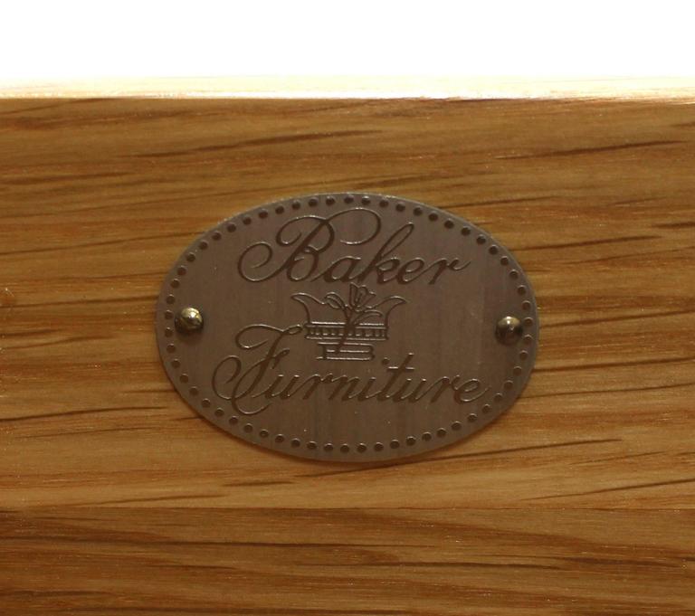 Baker ThreeDrawer White Lacquer Cloth Brass Pulls For Sale at 1stDibs