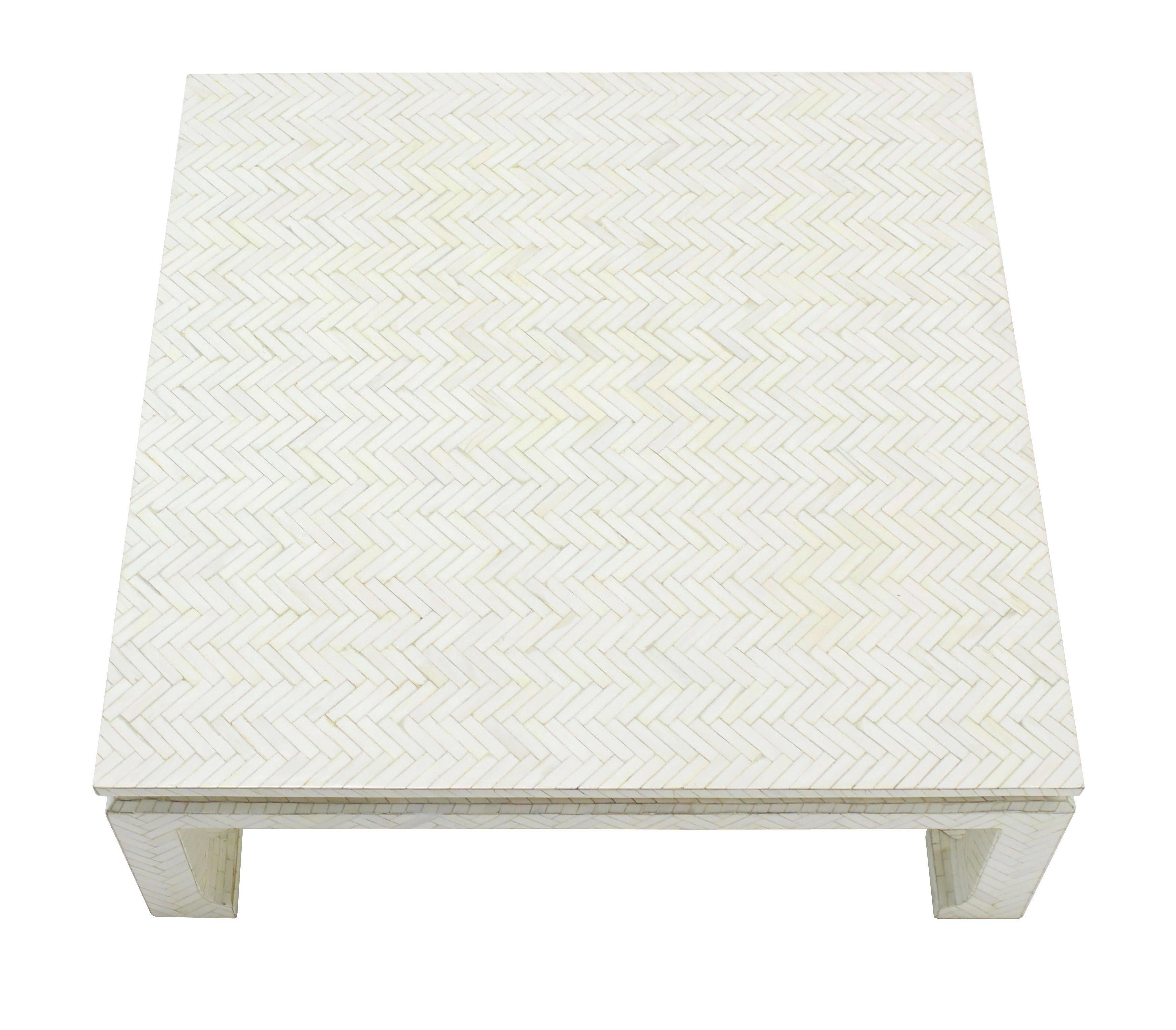 American Bone Veneers Tiles Square Coffee Table