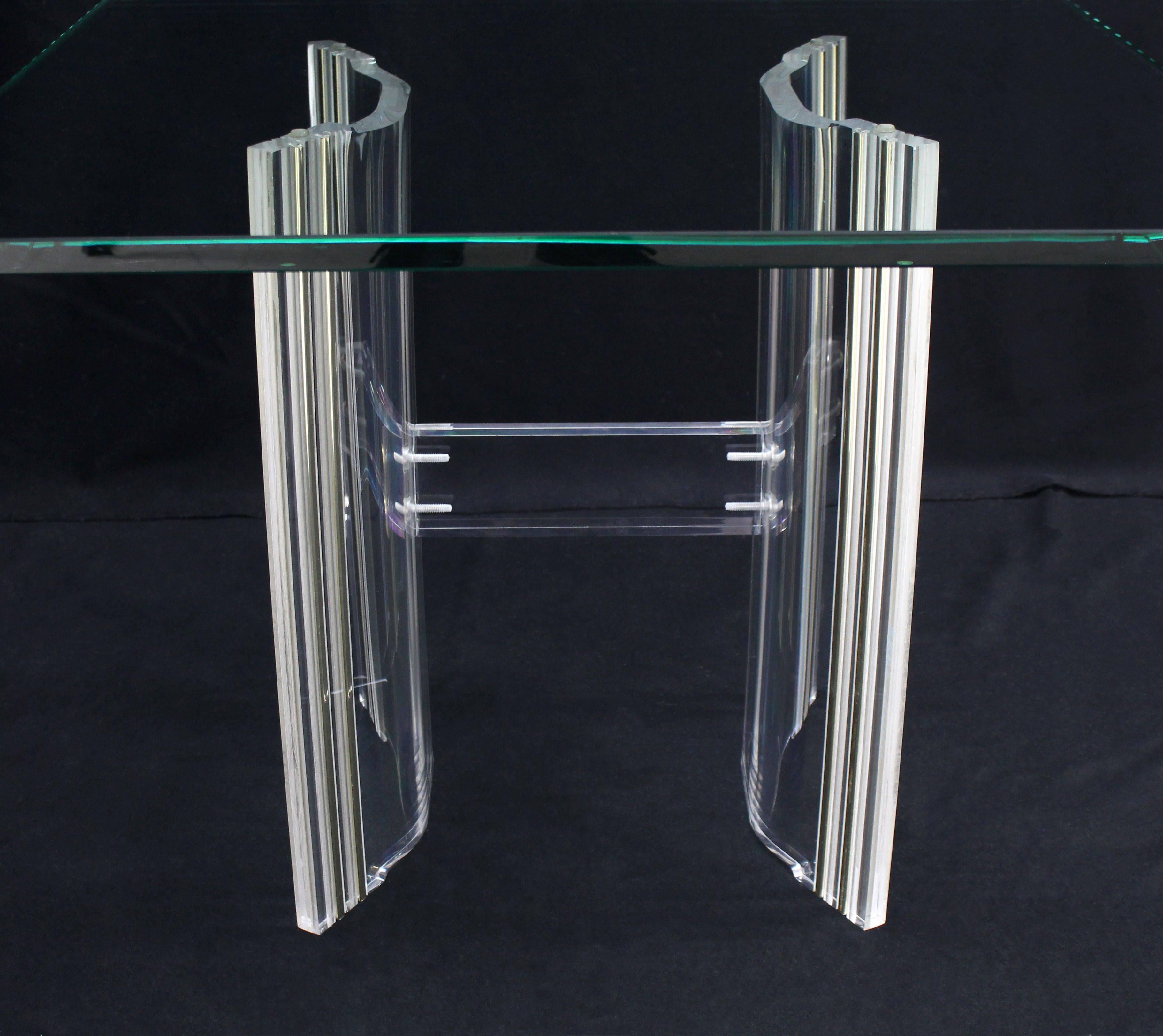 Lucite Base Sqaure Glass Top Occasional Side Table For Sale 3