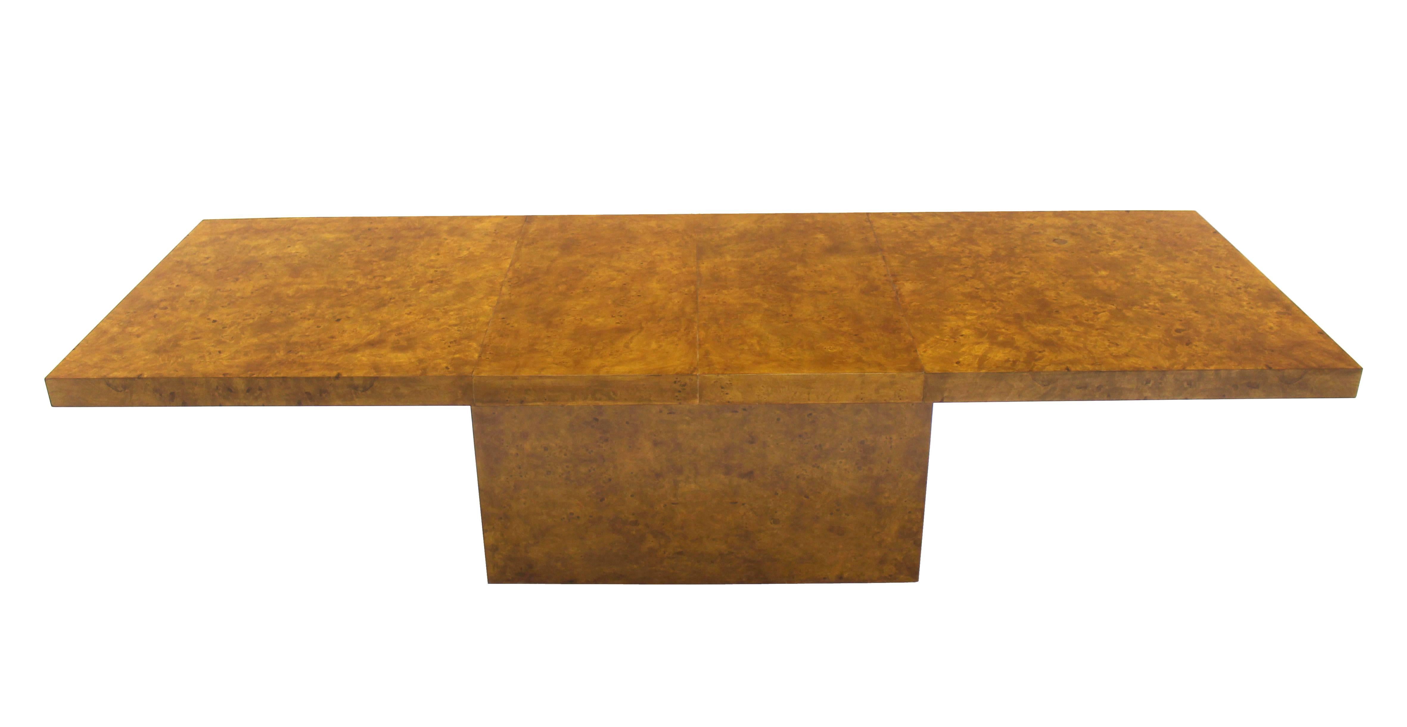 Very nice Mid-Century modern burl wood dining table with 2 x 18