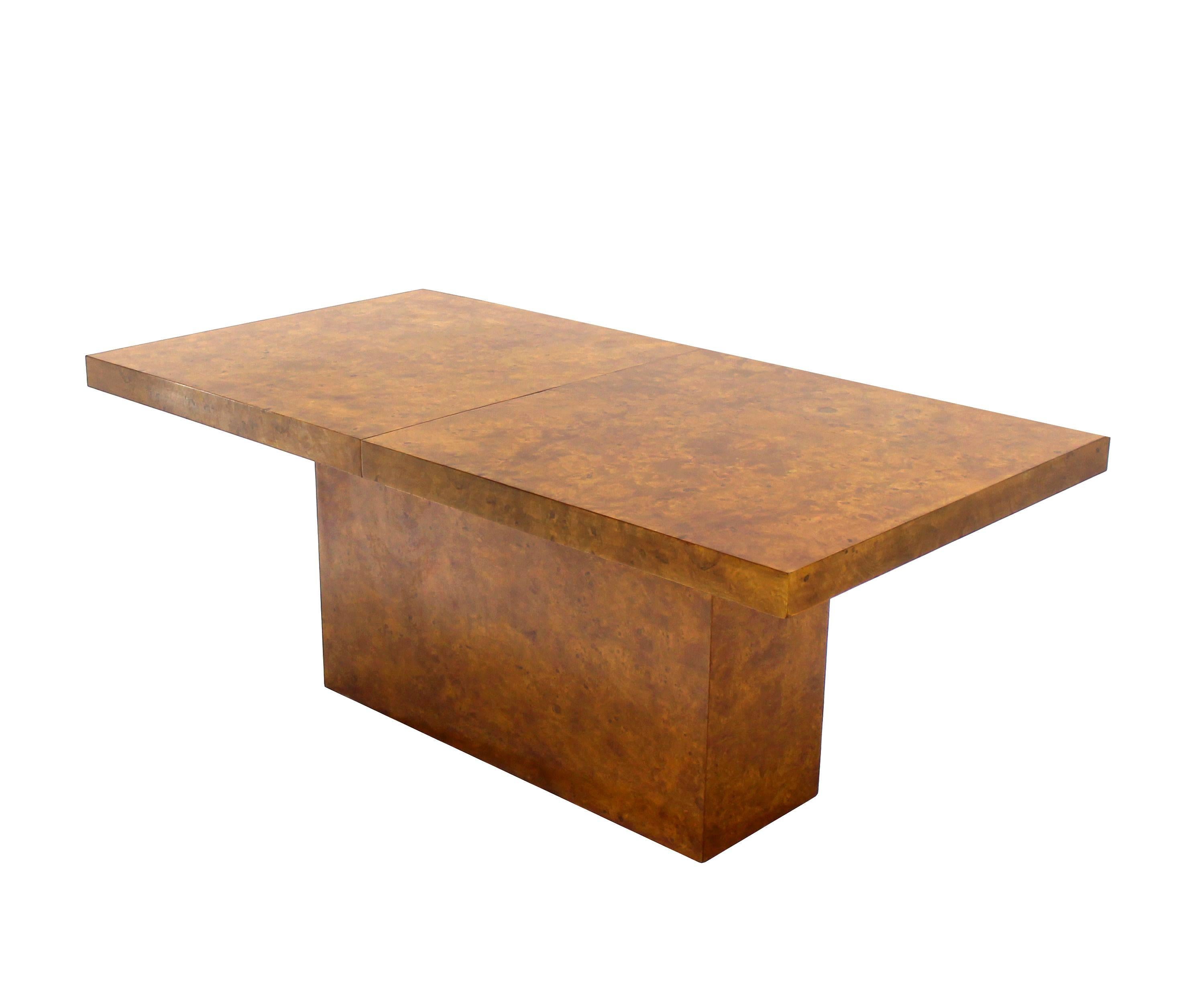 American Burl Wod Single Pedestal Dining Table