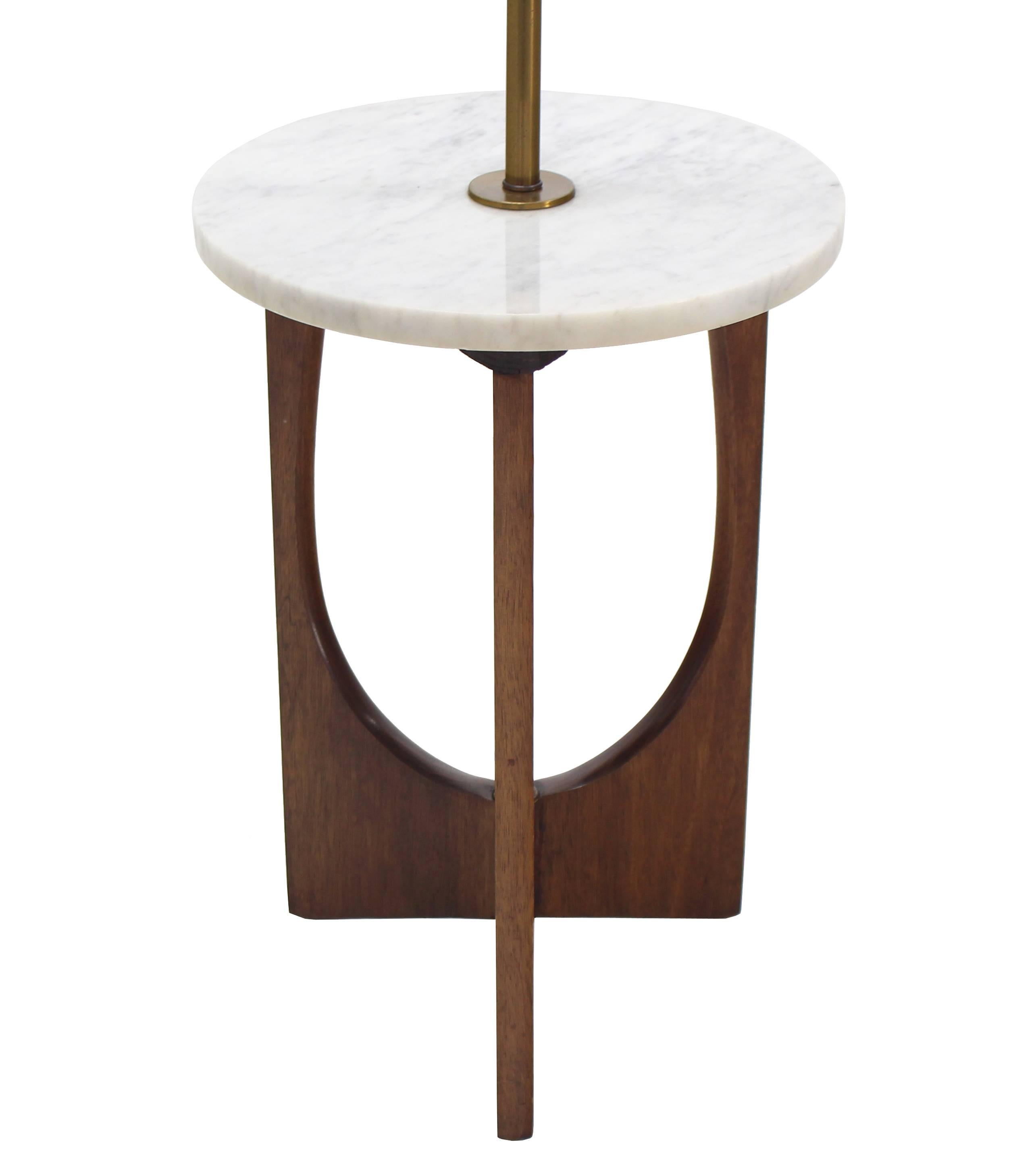 Walnut Base Marble-Top Table Lamp For Sale 1