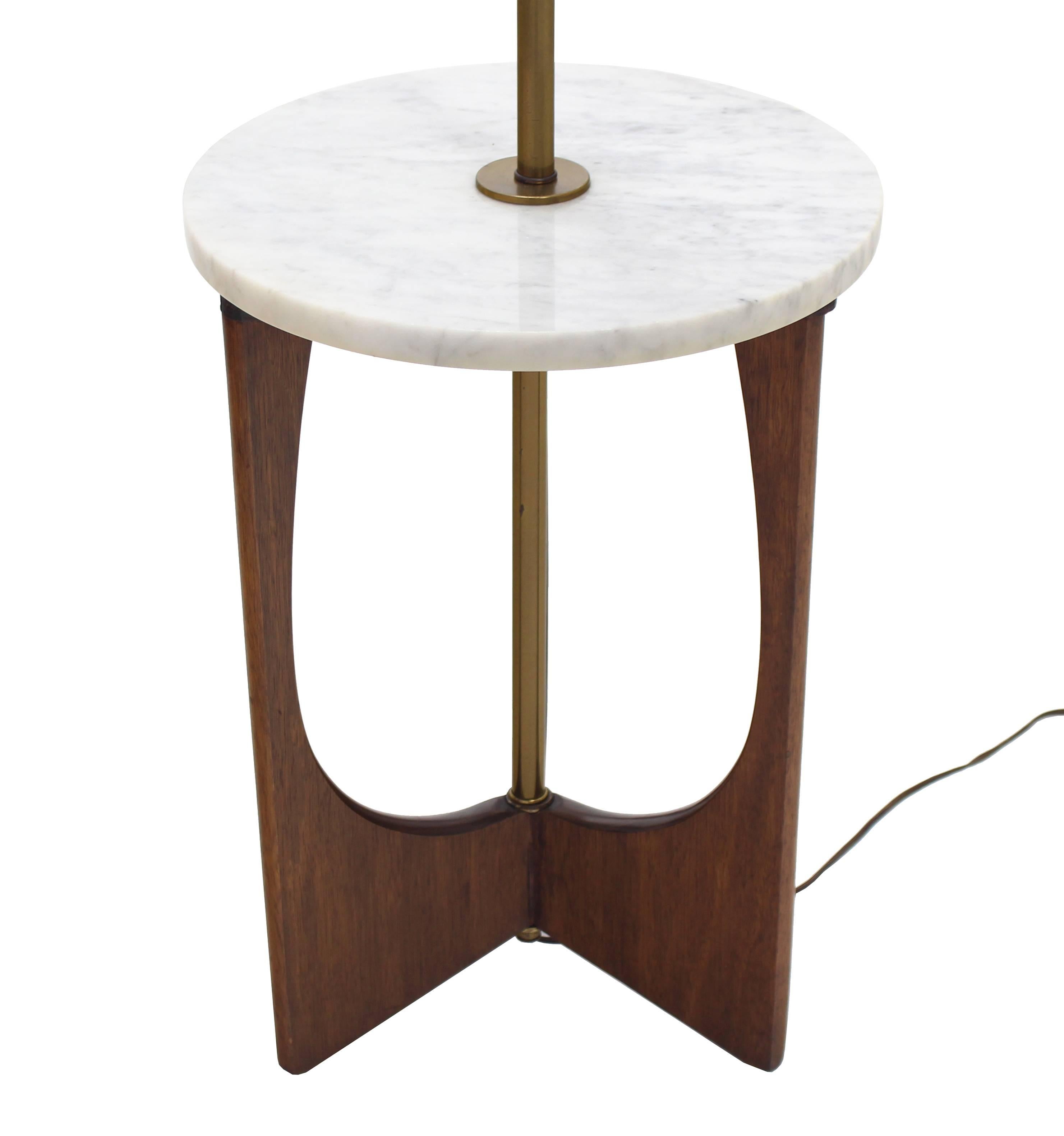 20th Century Walnut Base Marble-Top Table Lamp For Sale