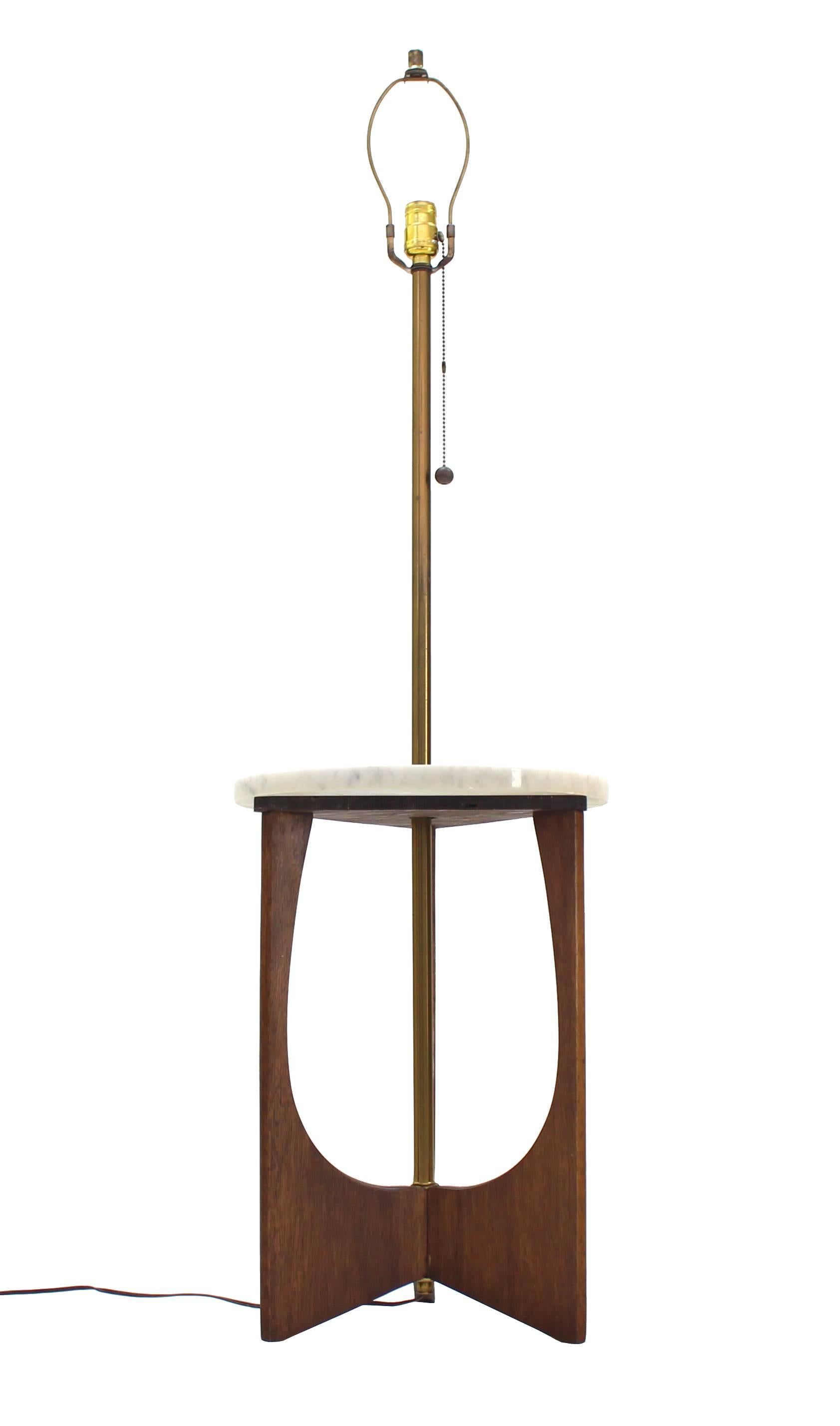 Walnut Base Marble-Top Table Lamp For Sale 2