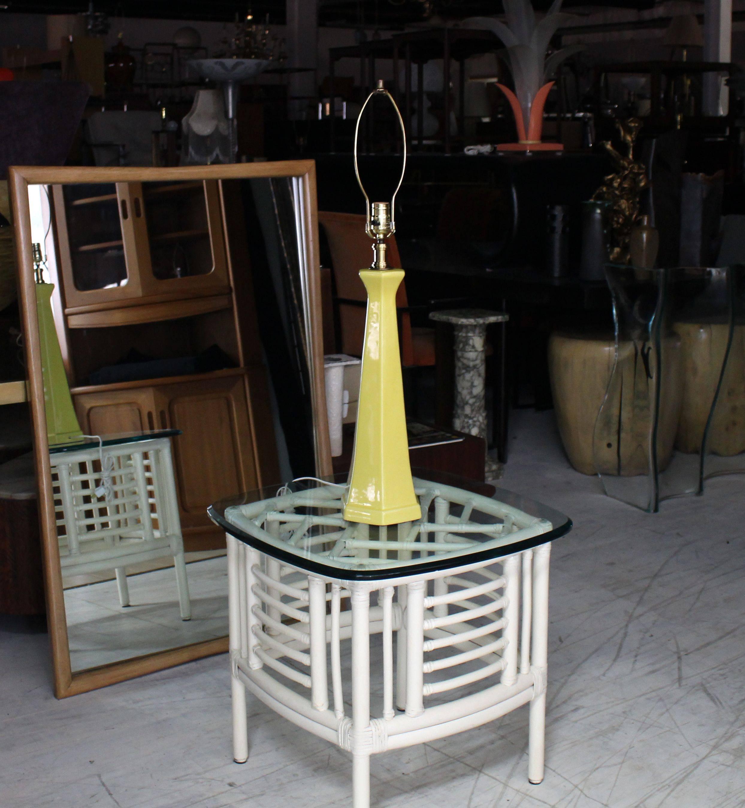 Mid-Century Modern yellow glaze table lamp.