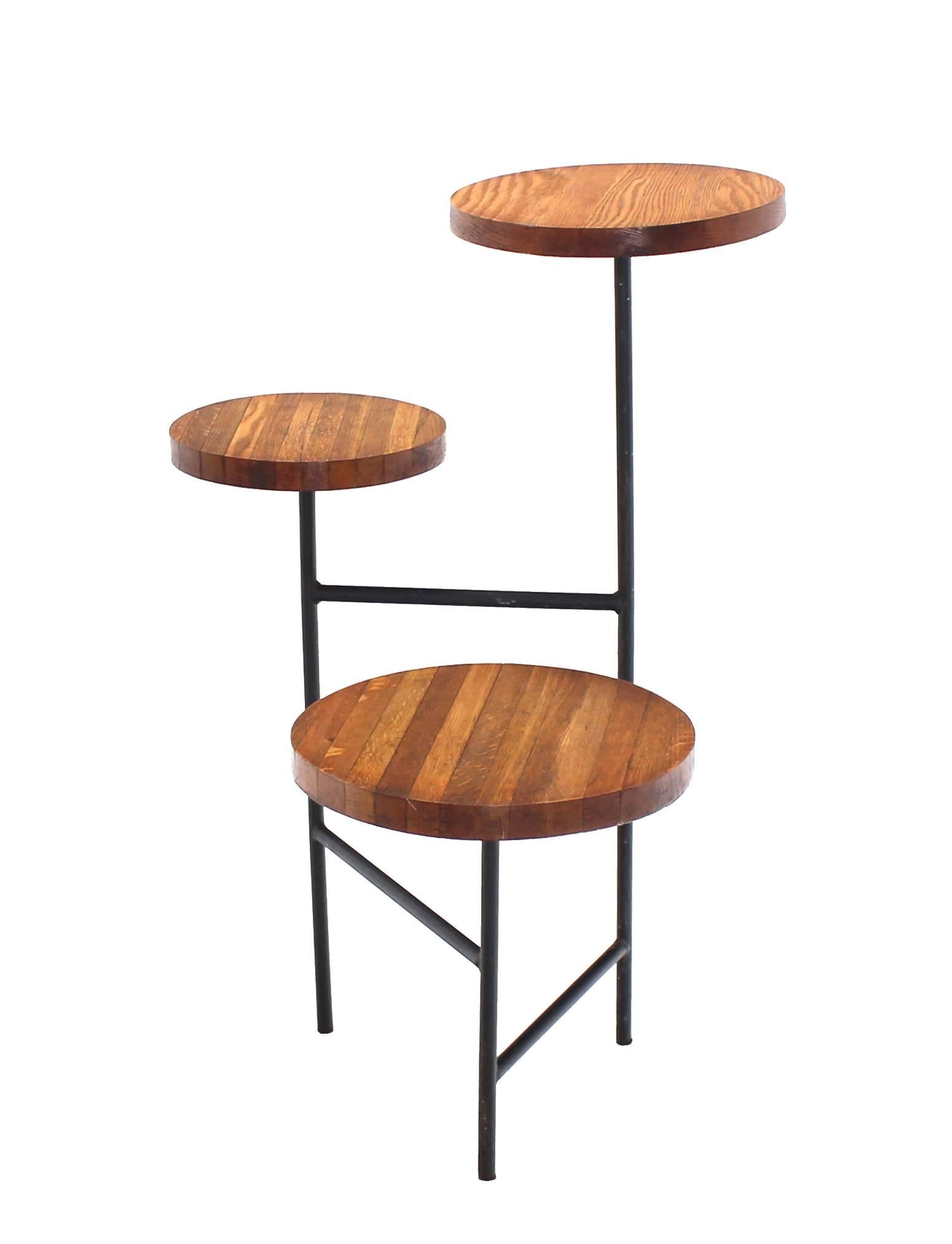 Mid-Century Modern Tri Leg Three-Tier Side Display Table Planter For Sale