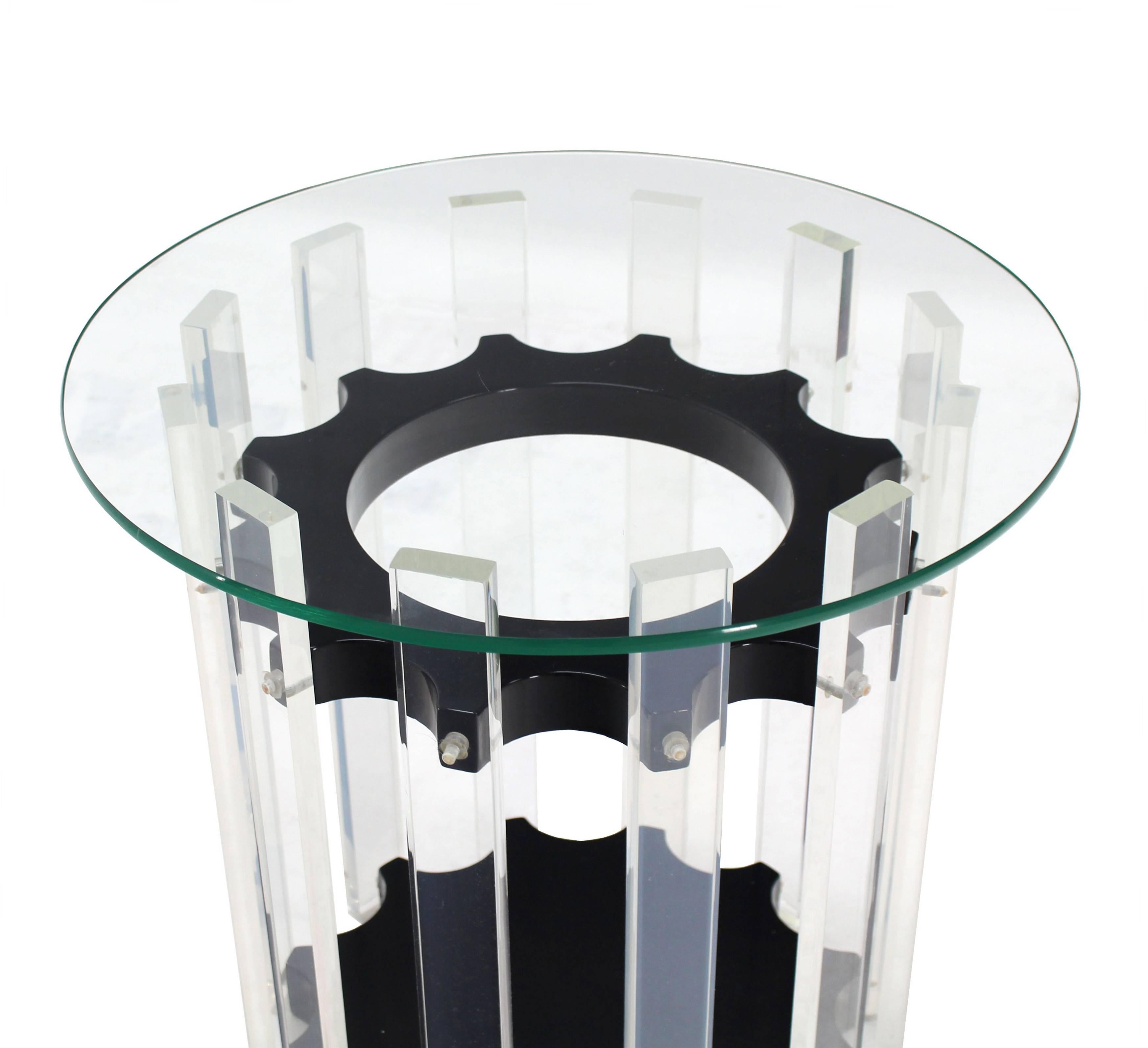 Lucite Base Round Side Table For Sale 1