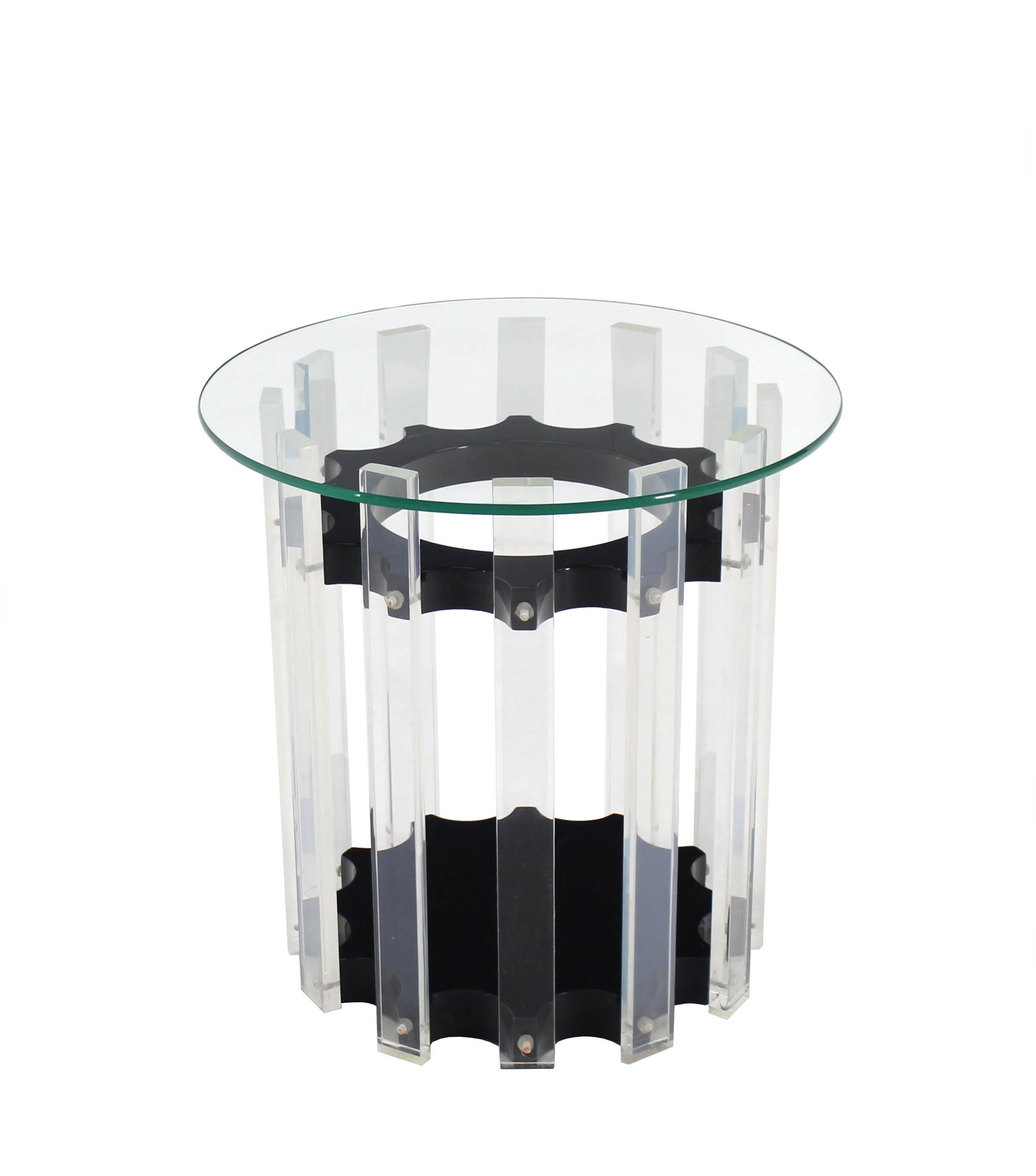 Lucite Base Round Side Table For Sale 3