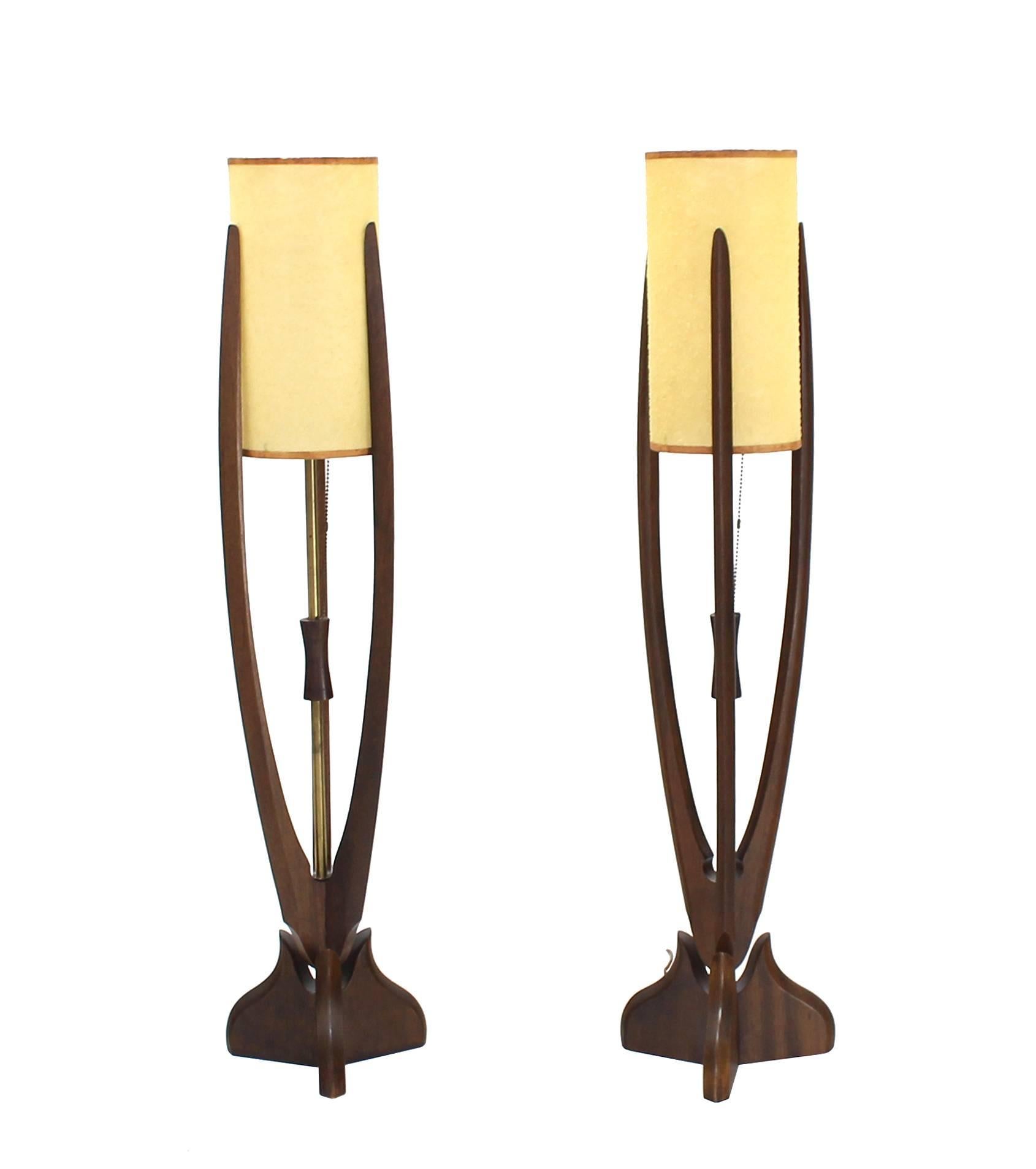 Pair of Walnut Table Lamps 1
