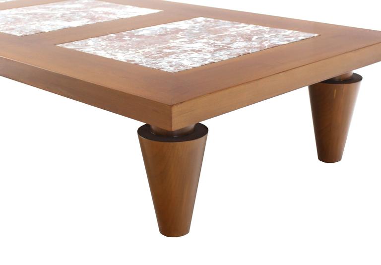 Rectangular Coffee Table on Heavy Legs with Marble
